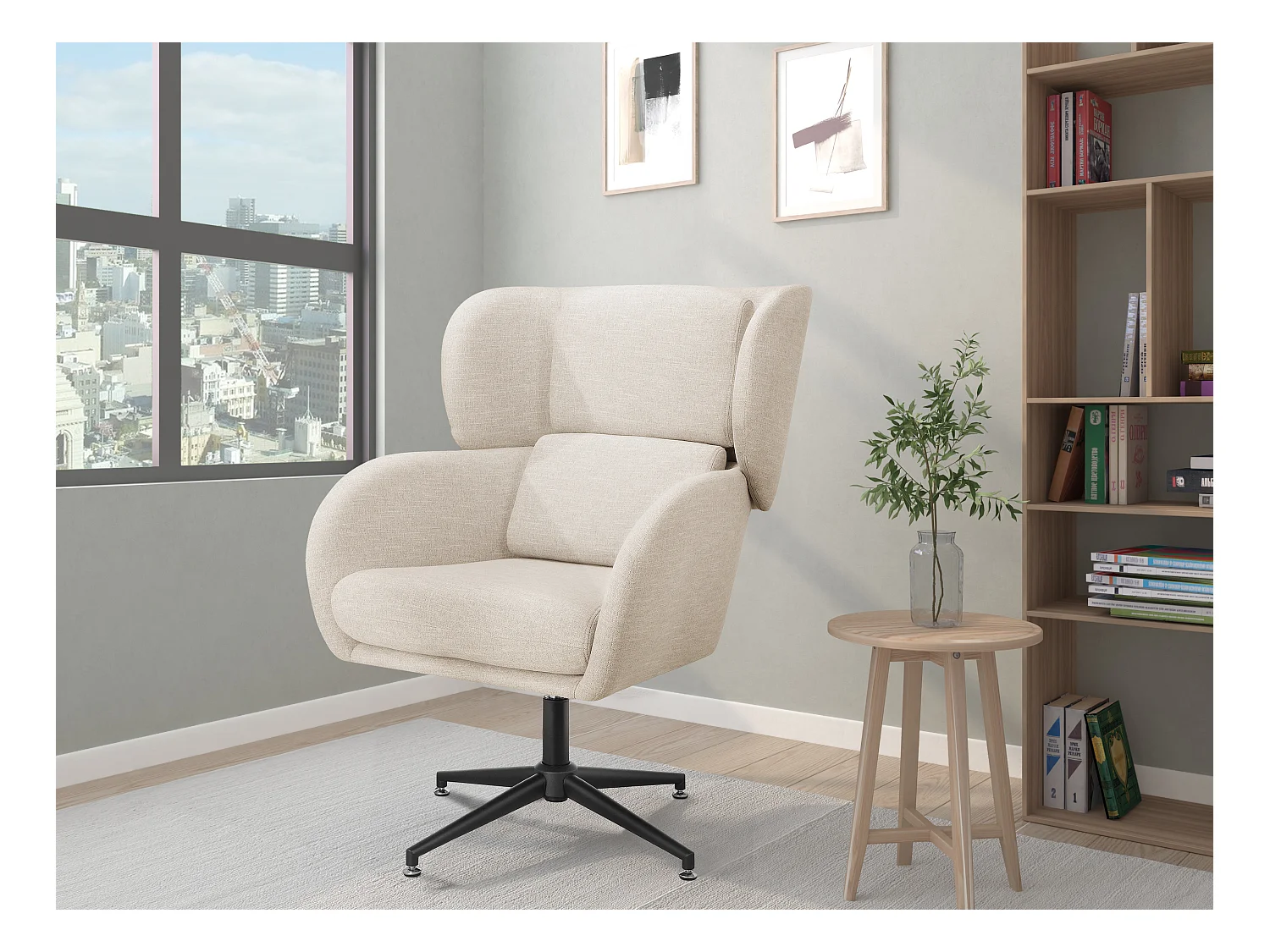 Vanessa | Sedia girevole in velluto crema