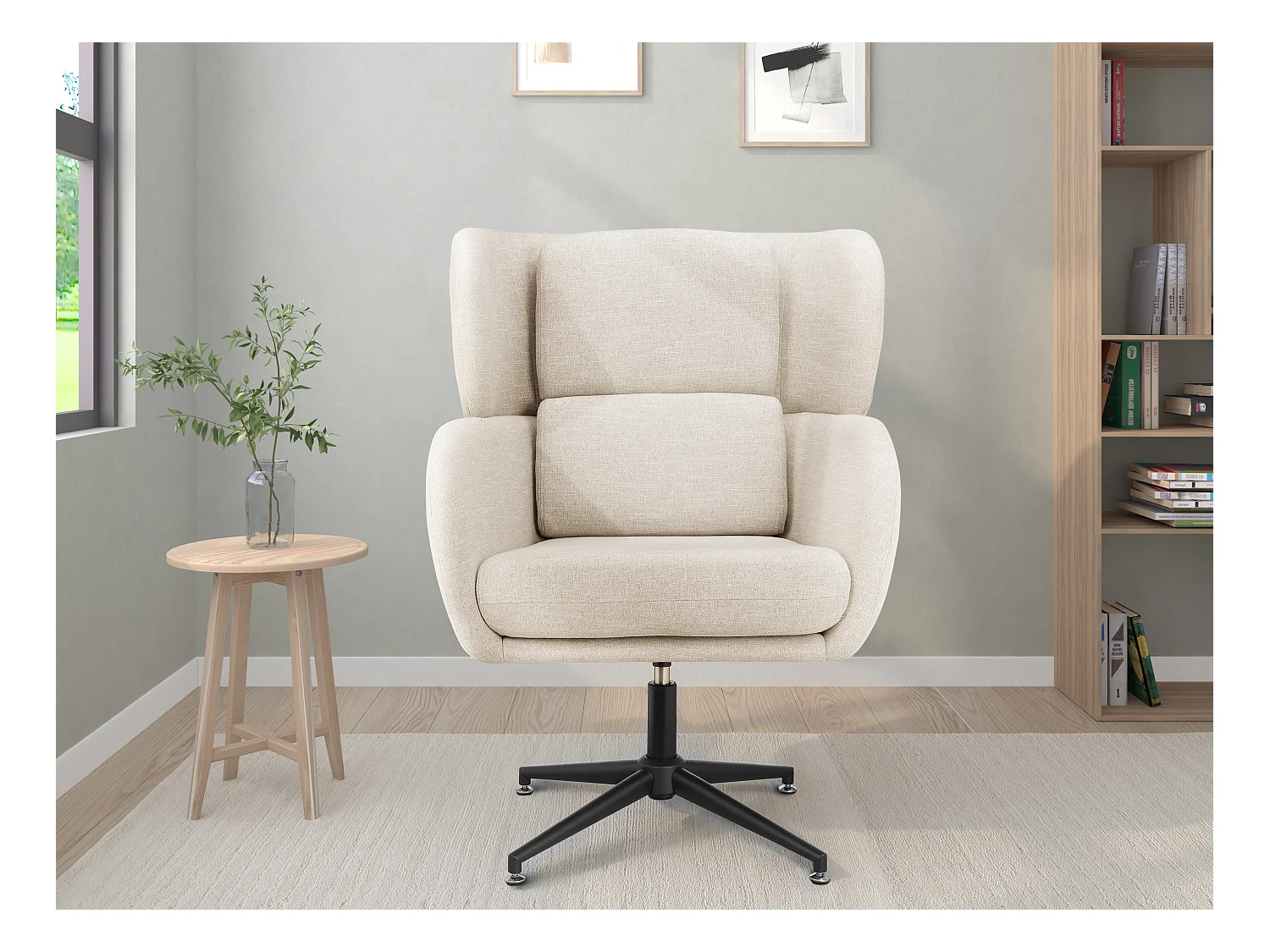 Vanessa | Sedia girevole in velluto crema