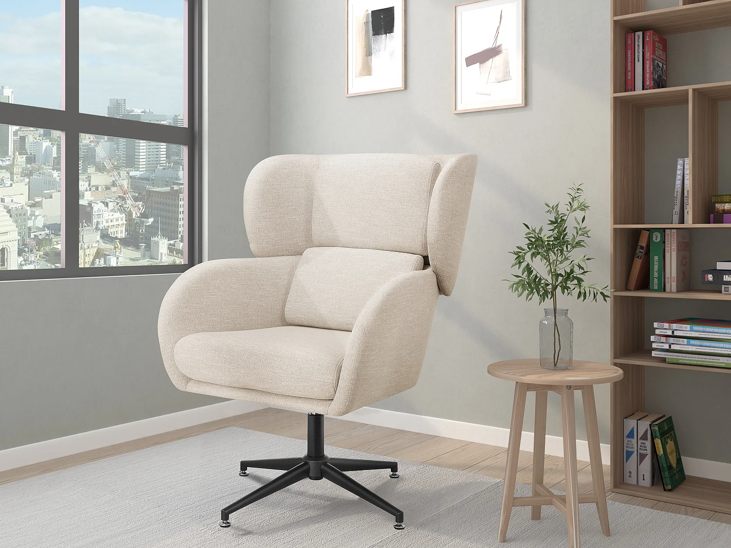 Vanessa | Drehstuhl aus Samt Creme