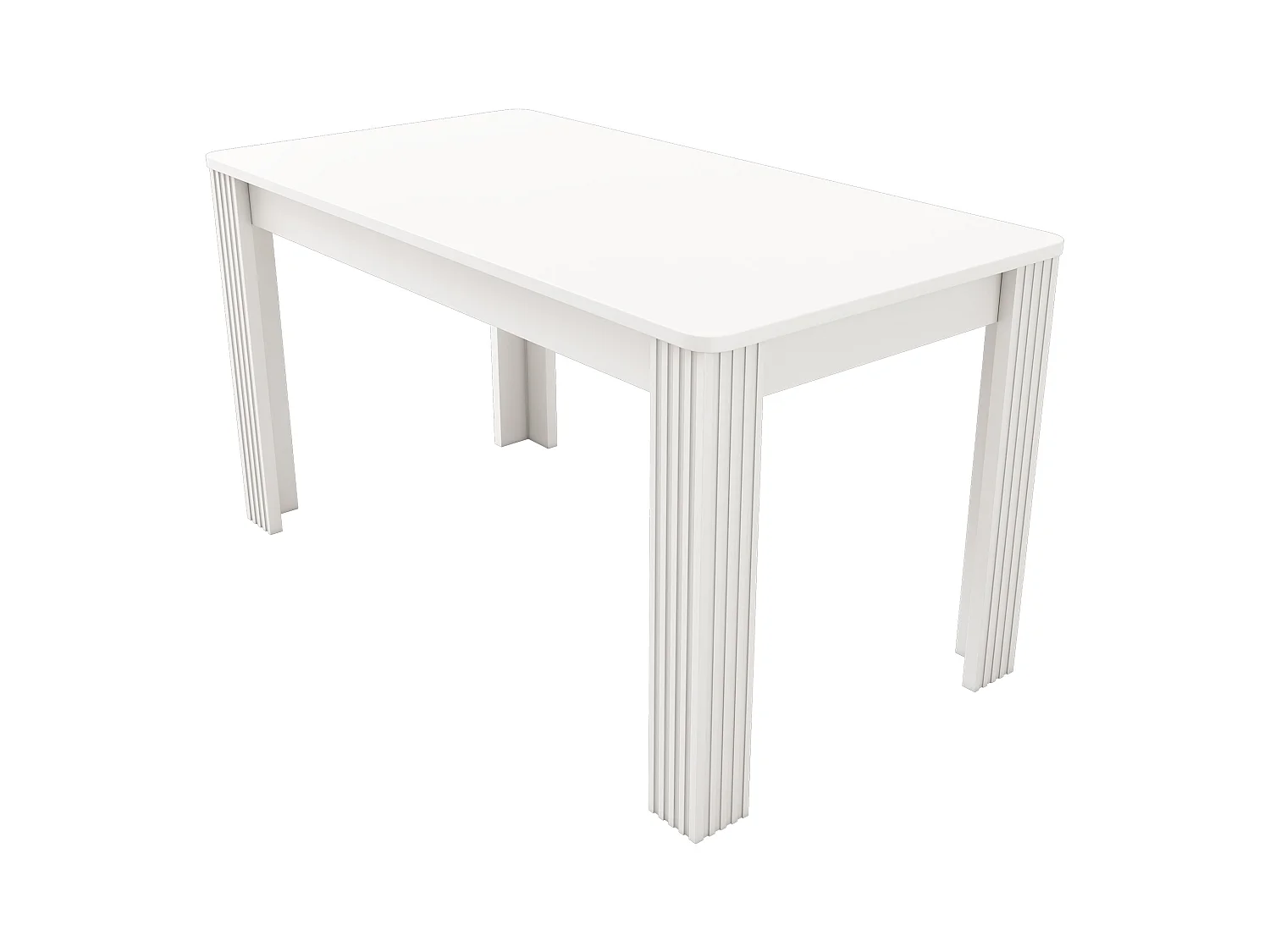Table à manger rectangulaire116×65×75cm blanc en panneau de particules – 4 pieds, style moderne (sans chaises)