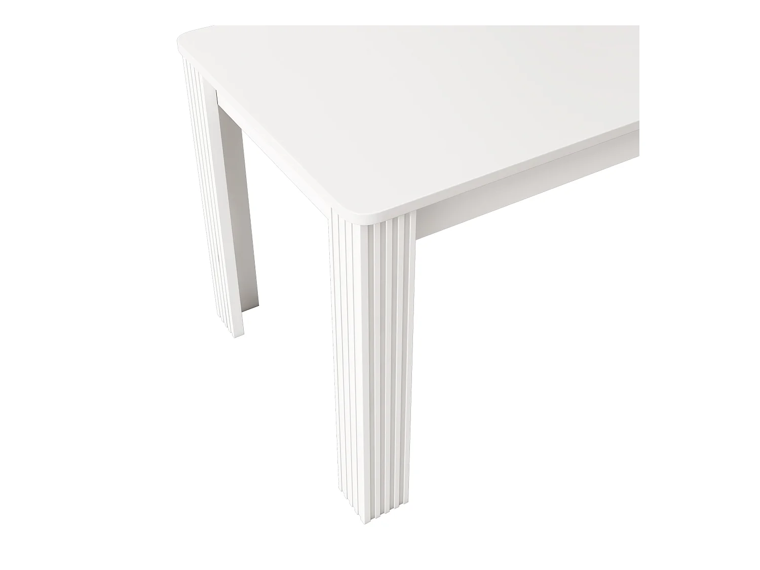 Table à manger rectangulaire116×65×75cm blanc en panneau de particules – 4 pieds, style moderne (sans chaises)