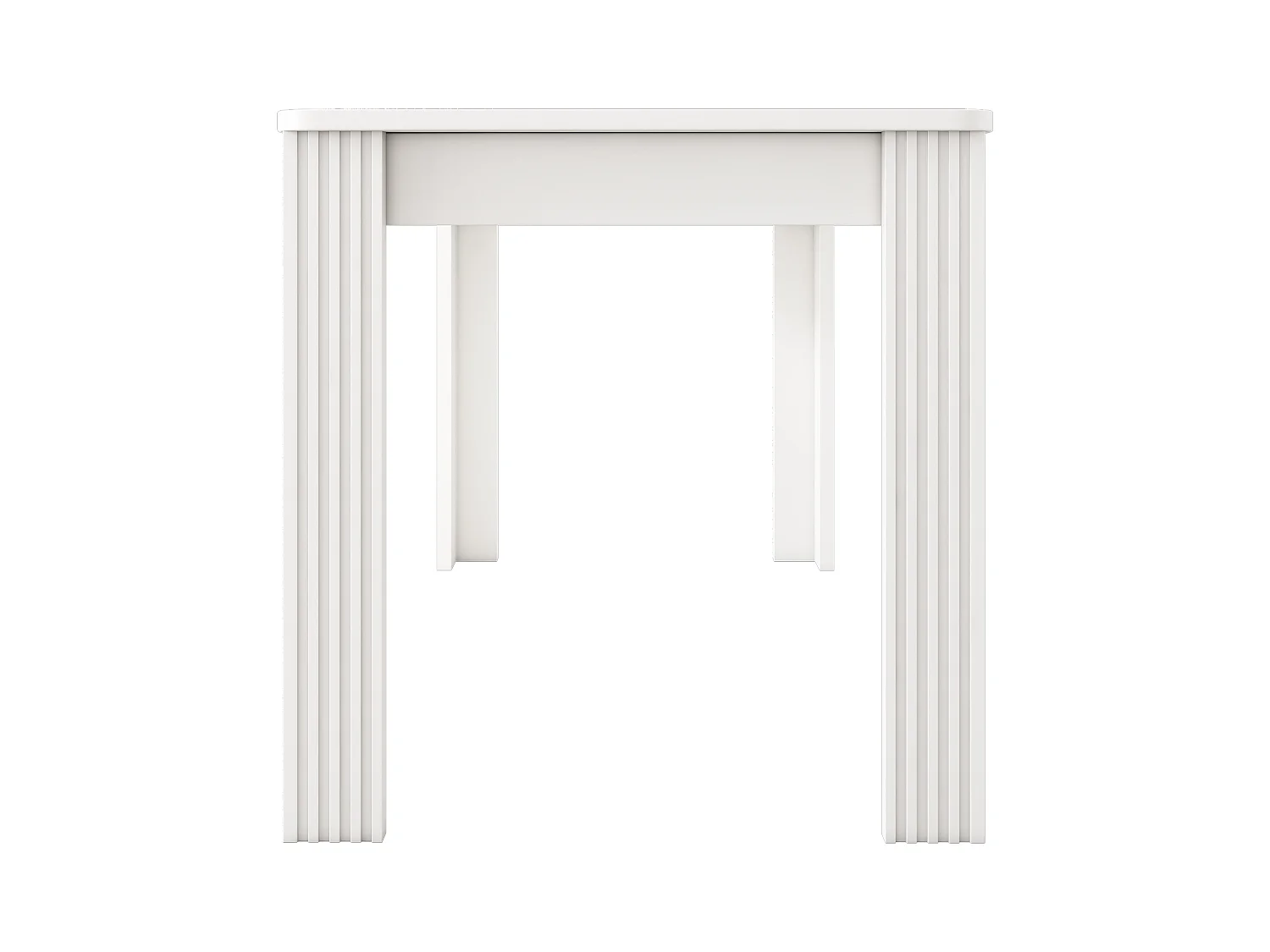 Table à manger rectangulaire116×65×75cm blanc en panneau de particules – 4 pieds, style moderne (sans chaises)