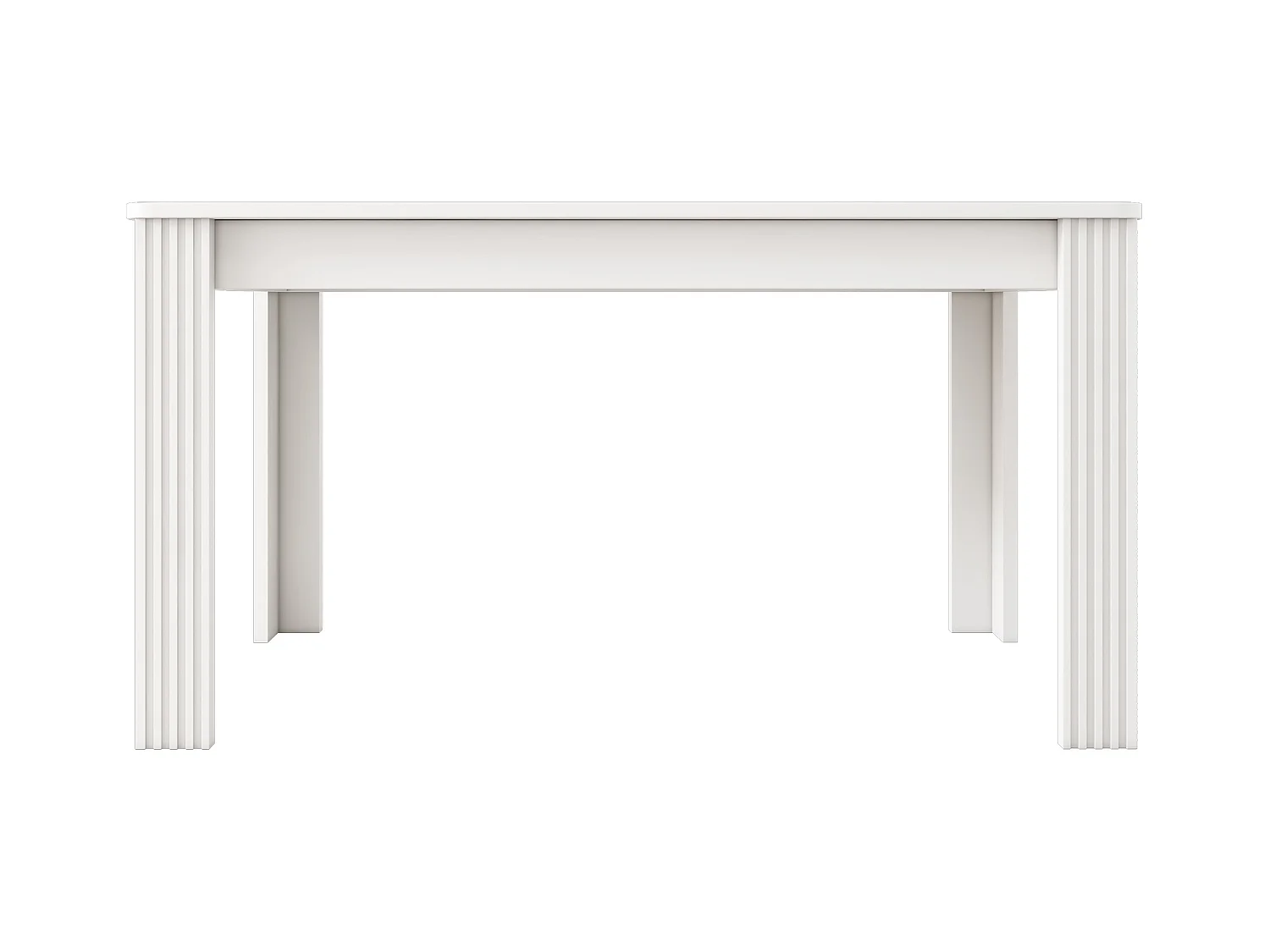 Table à manger rectangulaire116×65×75cm blanc en panneau de particules – 4 pieds, style moderne (sans chaises)