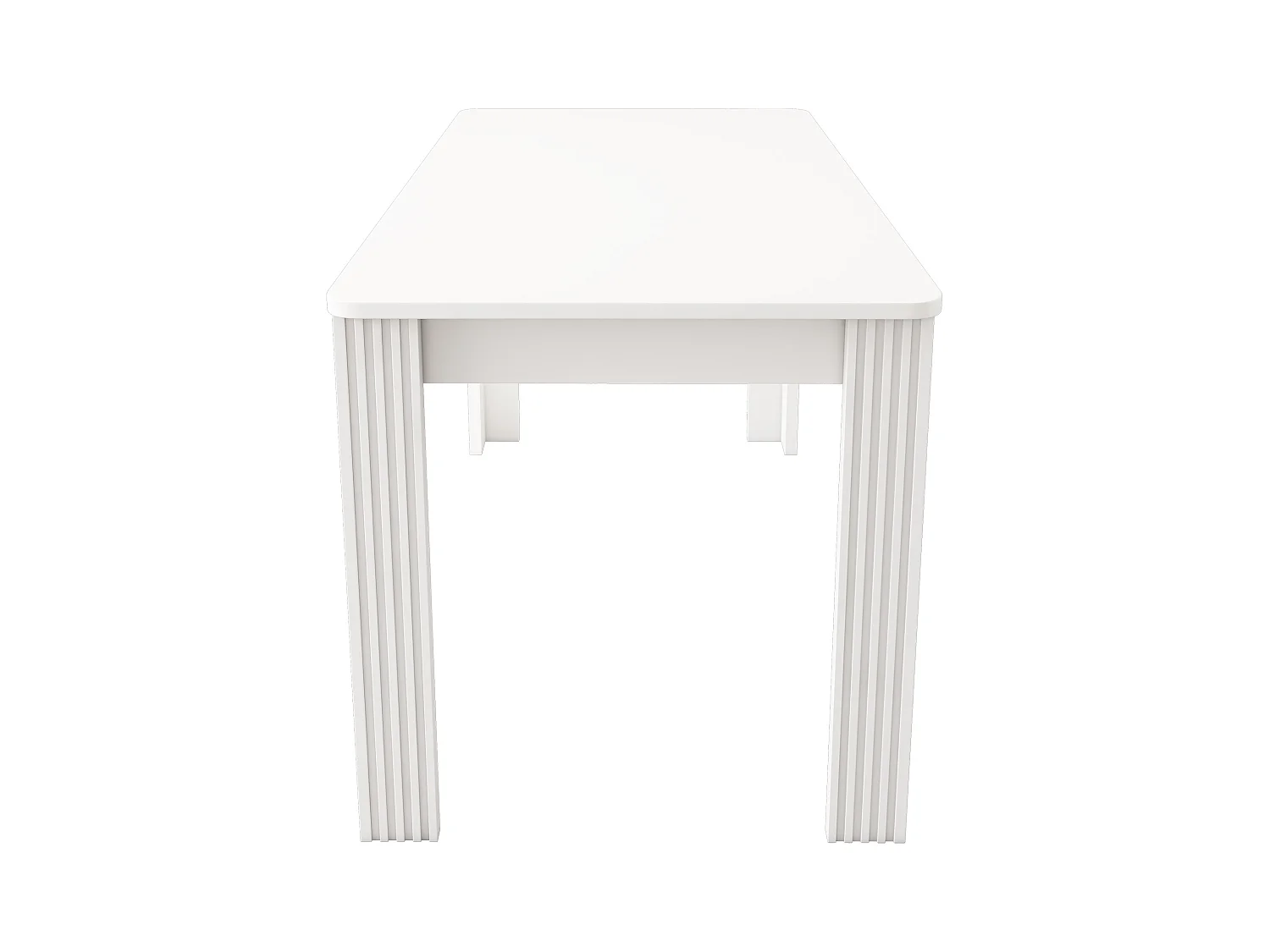 Table à manger rectangulaire116×65×75cm blanc en panneau de particules – 4 pieds, style moderne (sans chaises)
