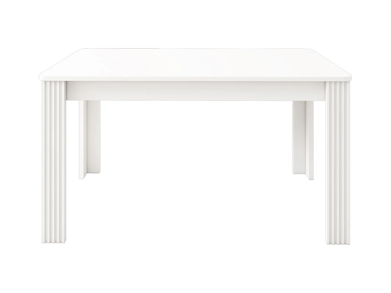 Table à manger rectangulaire116×65×75cm blanc en panneau de particules – 4 pieds, style moderne (sans chaises)