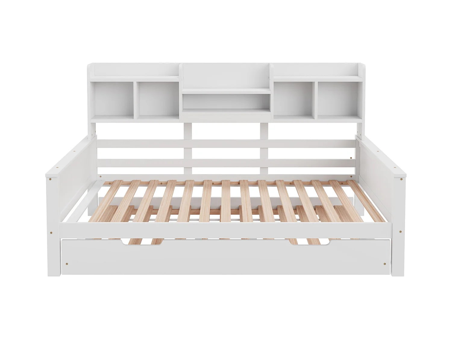 Lit enfant extensible 90x200 cm avec lit gigogne 90x190 cm – bois de pin, sommier et coffre de rangement – lit simple multifonction blanc (sans matelas)