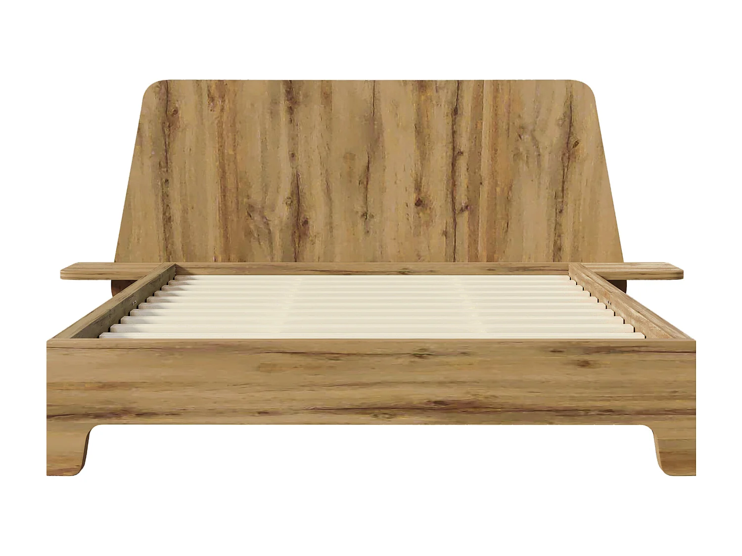 Lit adulte design 140x200 cm - Structure en bois de chêne durable - Style scandinave épuré (matelas non fourni)