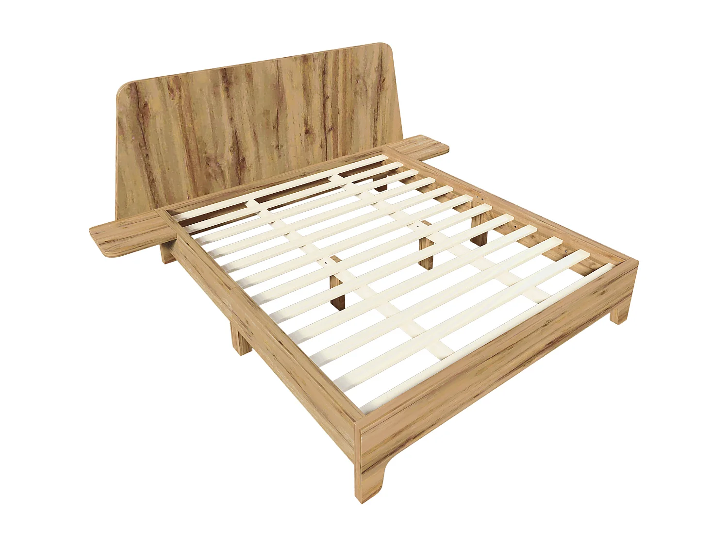 Lit adulte design 140x200 cm - Structure en bois de chêne durable - Style scandinave épuré (matelas non fourni)