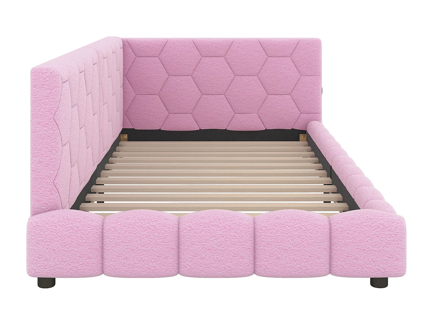 Lit convertible design 90x200 cm - avec LED réglables et USB/Type-C - Fonction jour/nuit (sans matelas)