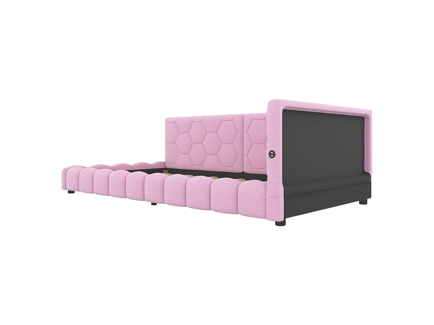 Lit convertible design 90x200 cm - avec LED réglables et USB/Type-C - Fonction jour/nuit (sans matelas)