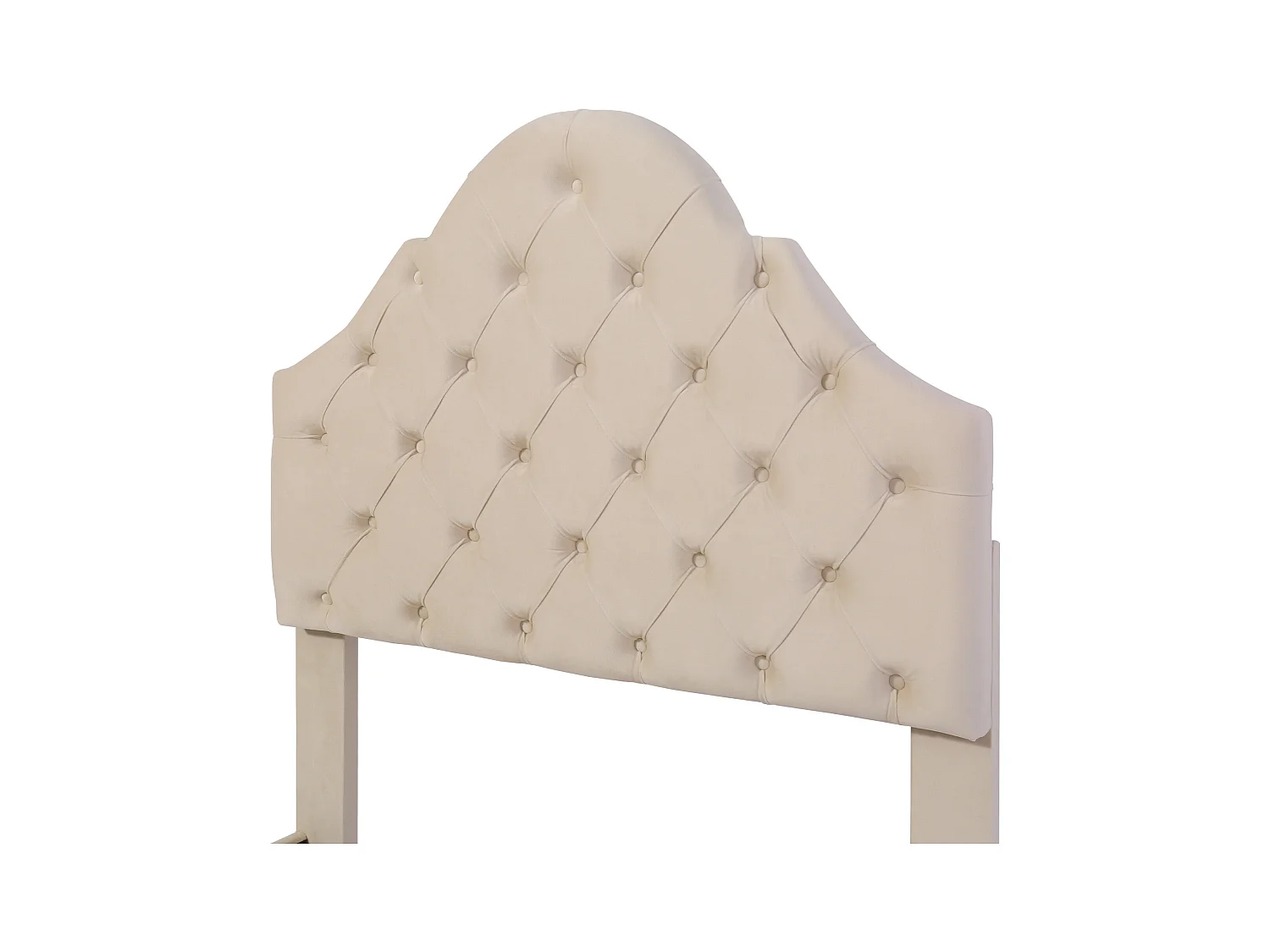 Lit enfant 90x200 cm velours beige - Tête de lit réglable en hauteur - Montage facile (sans matelas)