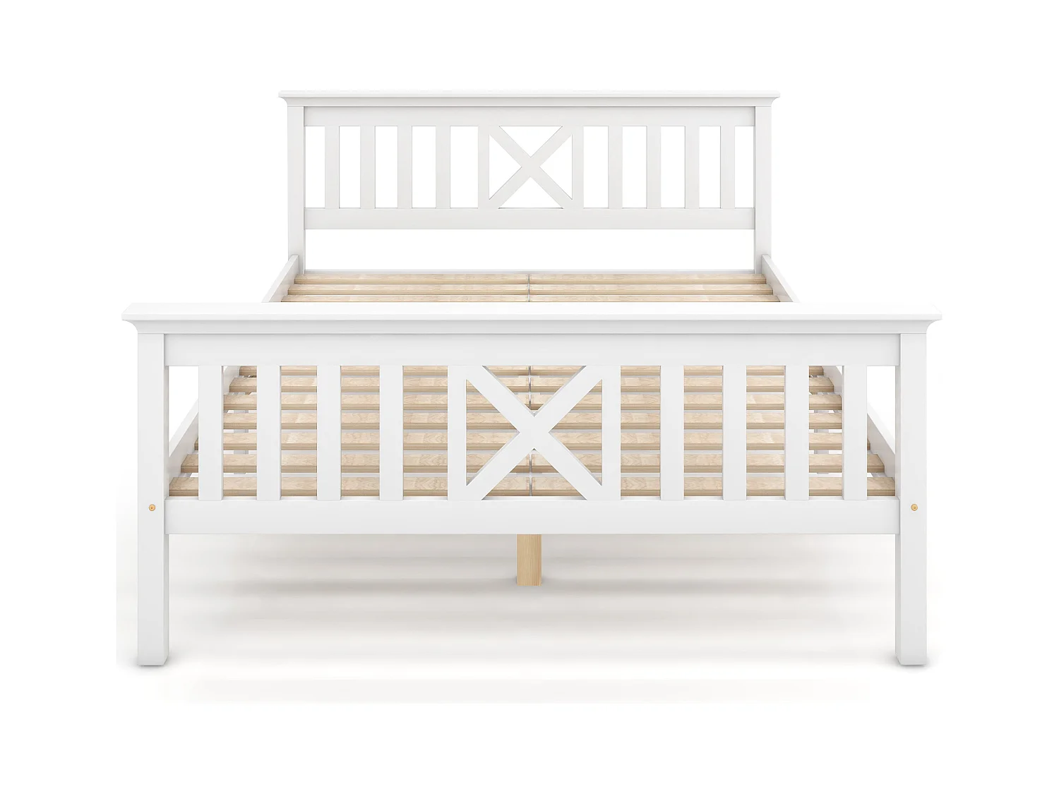 Lit design 140x200 cm blanc - Structure en pin naturel,style nordique - Pour enfant et ado(sans matelas)