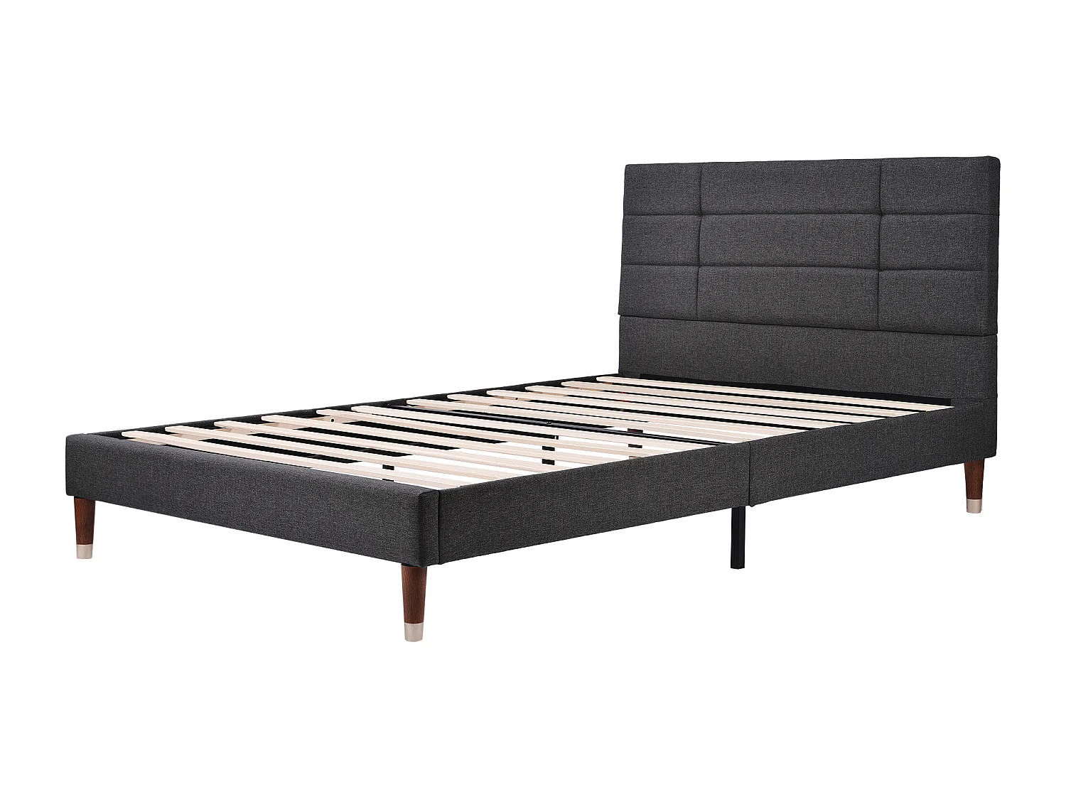 Cama 140x200 linho cinza antracite - Cabeceira estofada - sem colchão