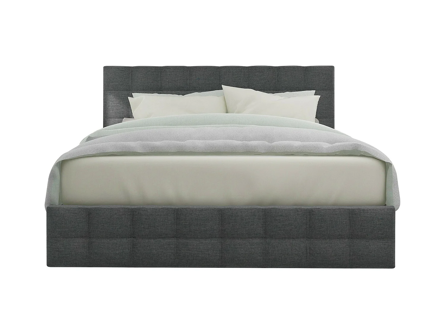 Lit adulte 140x200 cm avec 4 tiroirs, tête de lit réglable, cadre en lin gris(sans matelas)