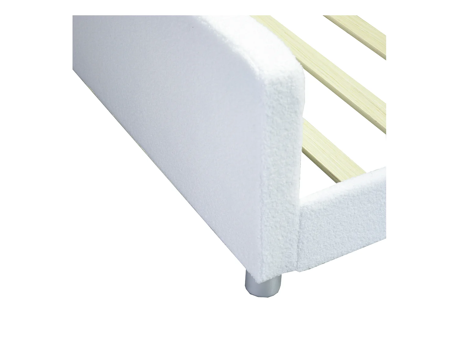 Lit enfant multifonction 90x200 cm - Convertible en canapé - Tissu teddy blanc (sans matelas)