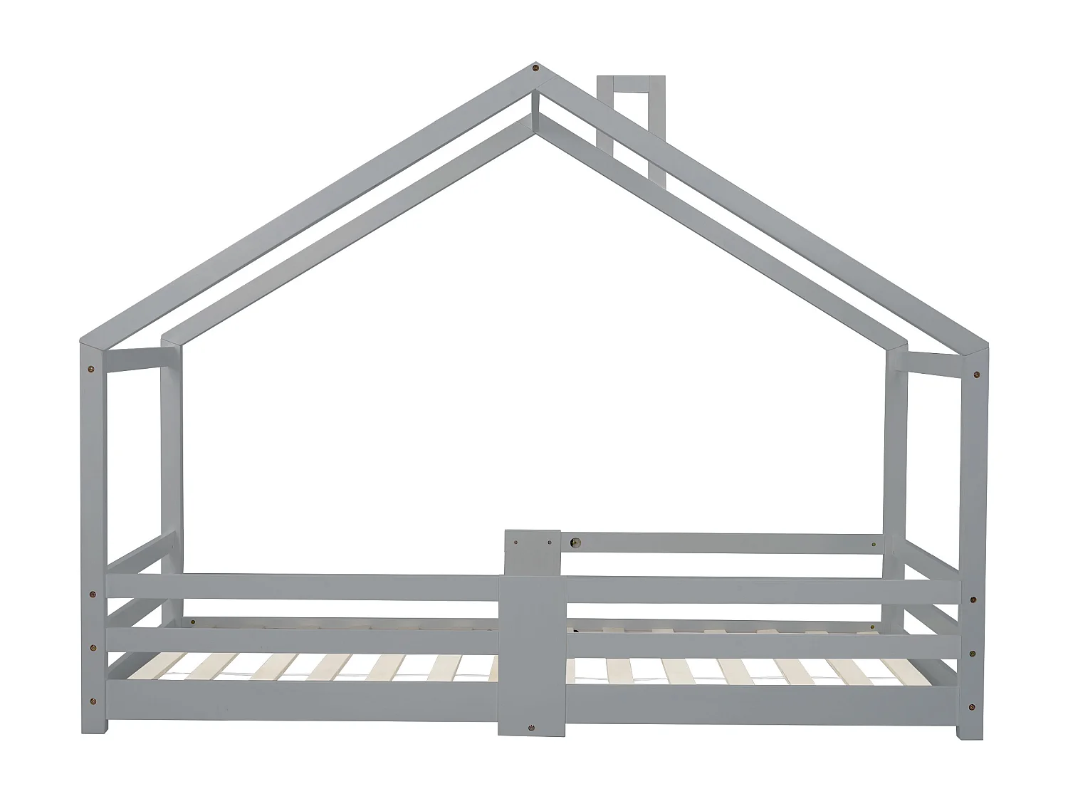 Lit enfant 90x200 cm - Barrières de sécurité anti-chute - Bois naturel peint gris (sans matelas)