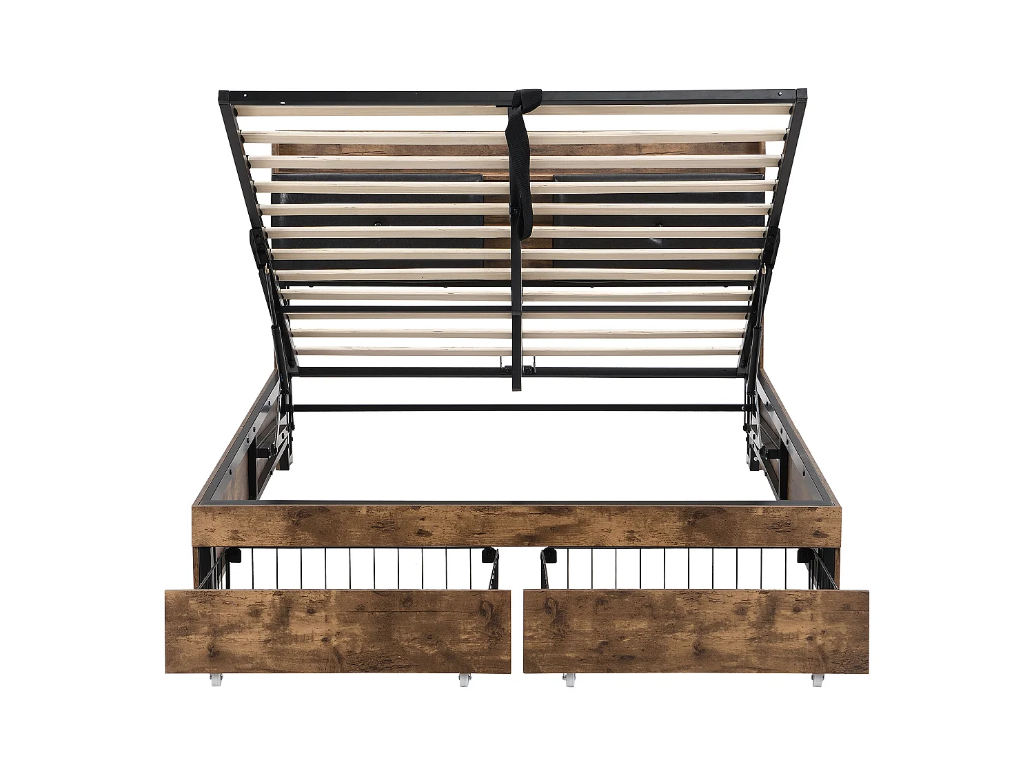 Lit coffre adulte hydraulique 140x200 cm - structure métal et bois, noir(sans matelas)