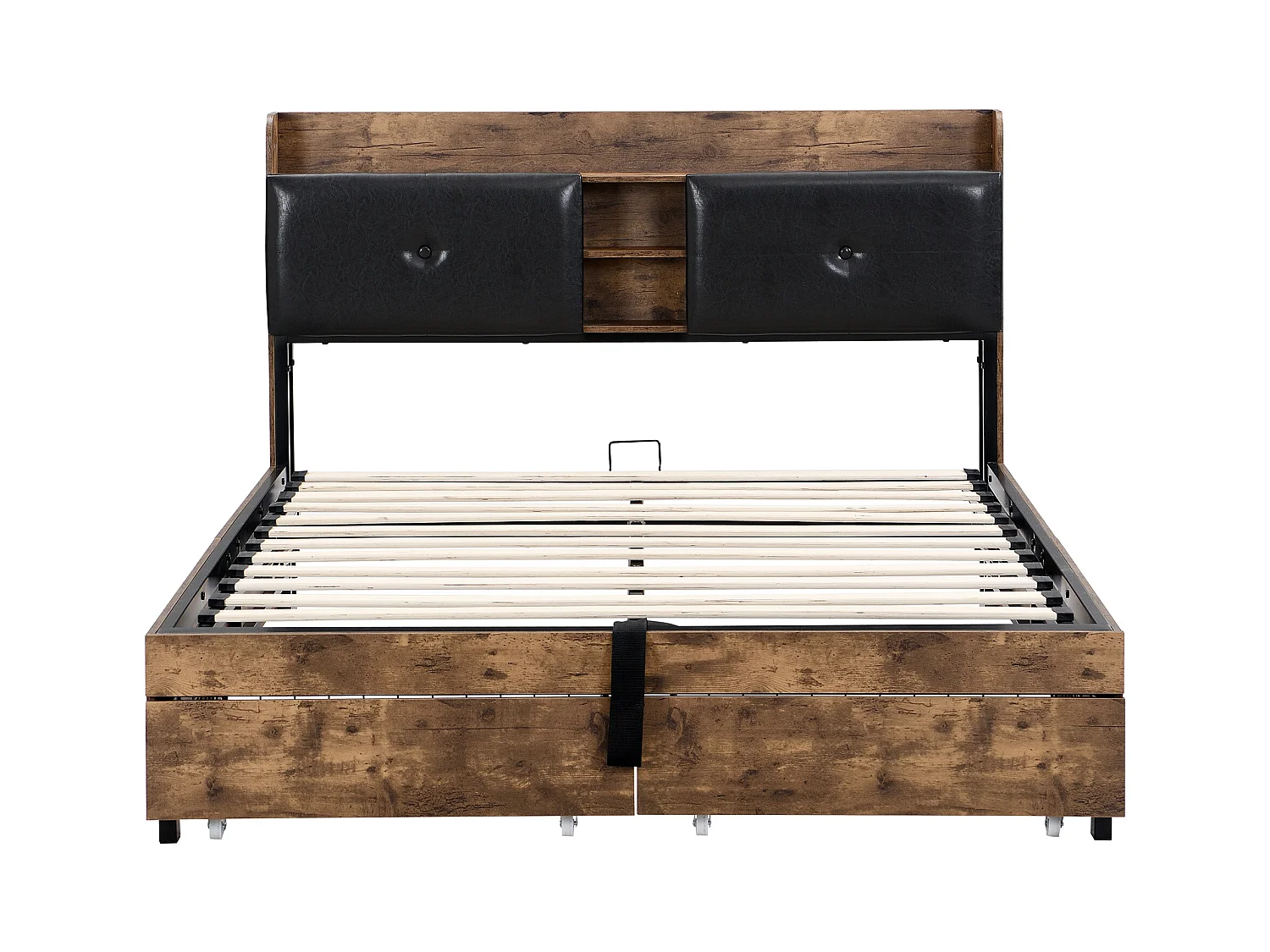 Lit coffre adulte hydraulique 140x200 cm - structure métal et bois, noir(sans matelas)