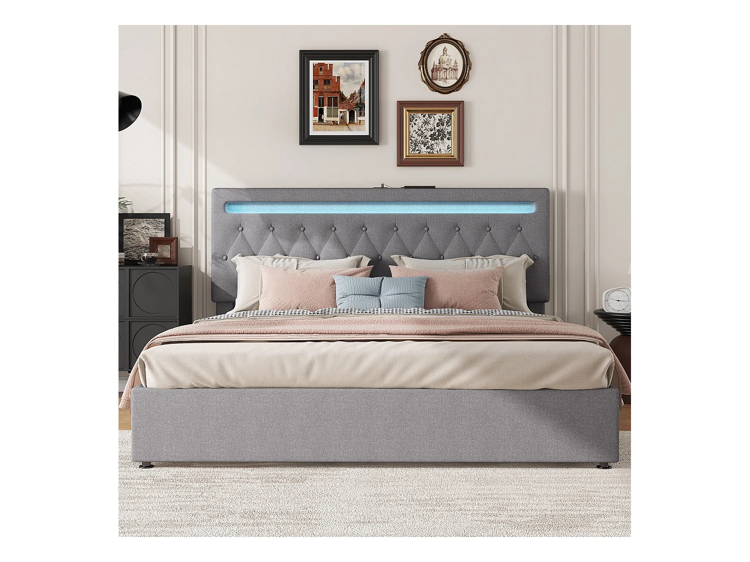 Tweepersoons opbergbed 180x200 cm – RGB sfeerverlichting met afstandsbediening (zonder matras)