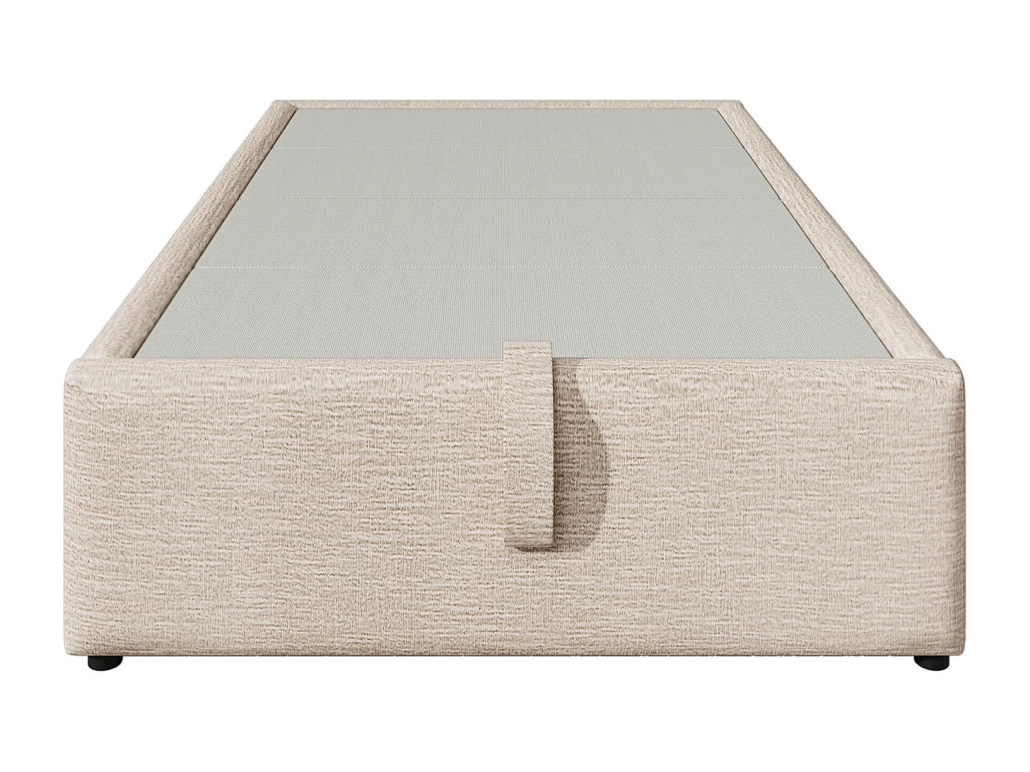 Lit coffre enfant 90x200 cm avec Charge USB-C, Sans Tête de Lit, Tissu en Lin beige(sans matelas)