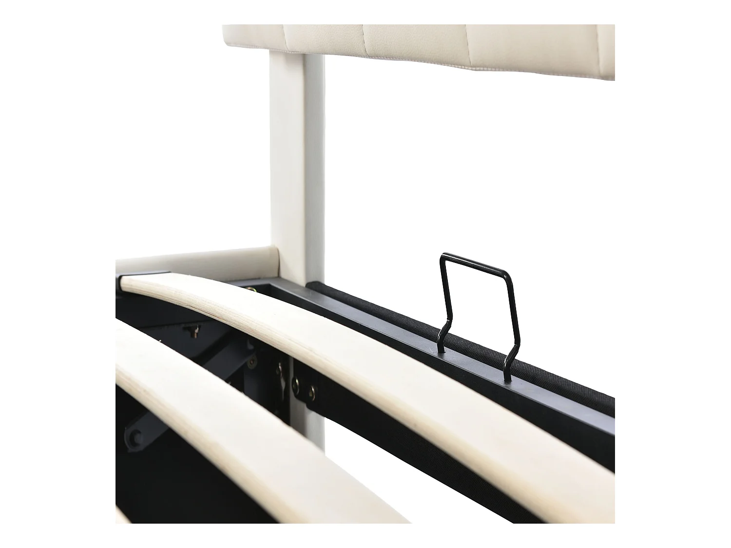 Lit coffre adulte fonctionnel 160x200 cm - Éclairage LED intégré - PU blanc(sans matelas)