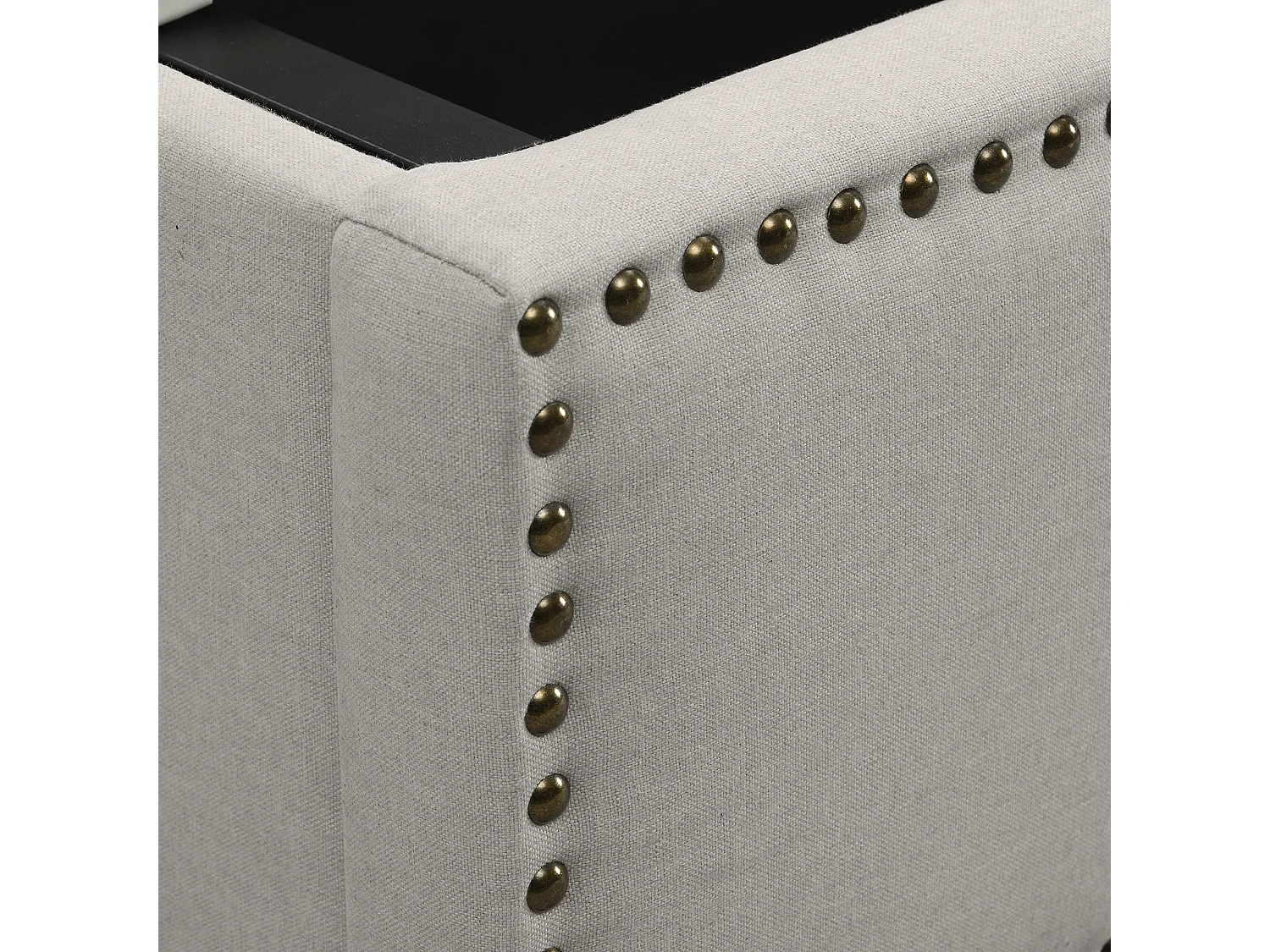 Lit coffre adulte 180x200 cm, lit adulte hydraulique avec sommier à lattes en bois, tissu en lin gris clair- sans matelas