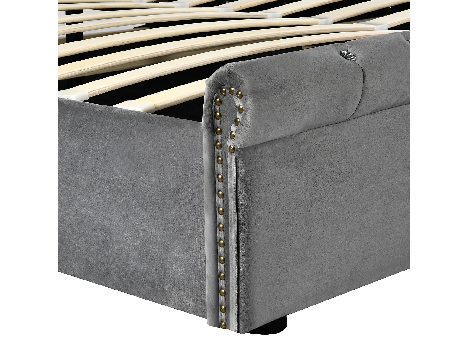 Tweepersoons opbergbed 180x200 cm met in hoogte verstelbare hoofdbord, grijs fluweel (zonder matras)