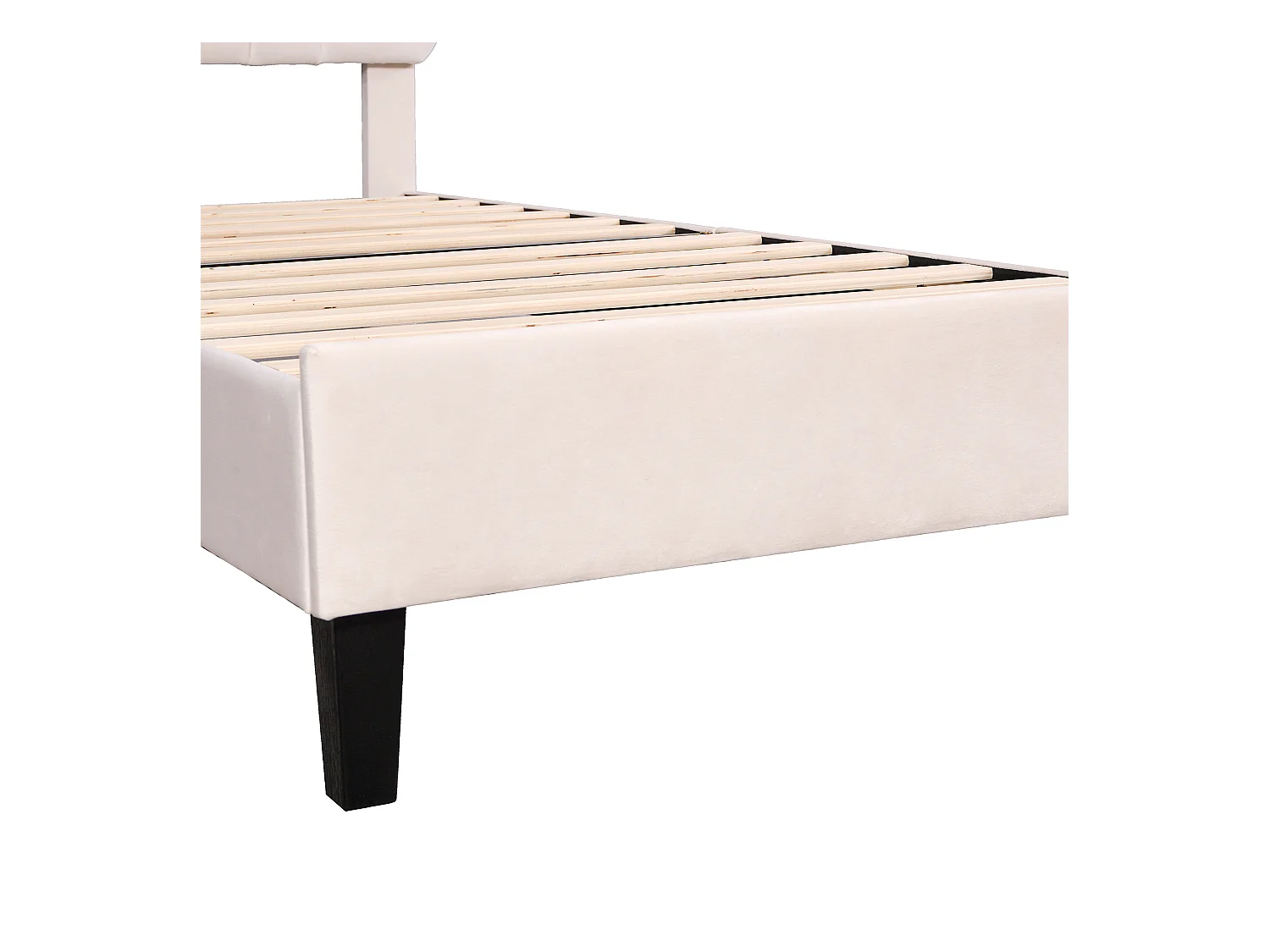 Kinderbed meisje 90x200 cm - hoofdeinde met bloemen - beige fluweel (zonder matras)