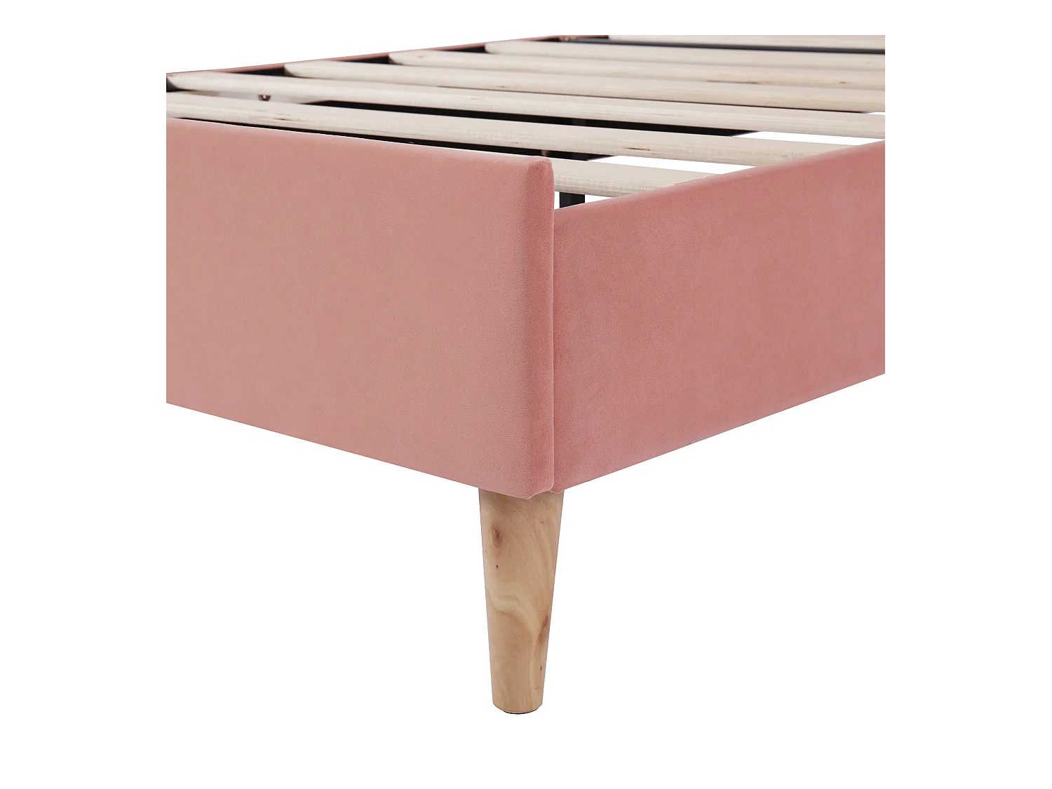 Letto design 90x200 cm - Testiera regolabile in altezza - Velluto rosa alla moda (senza materasso)