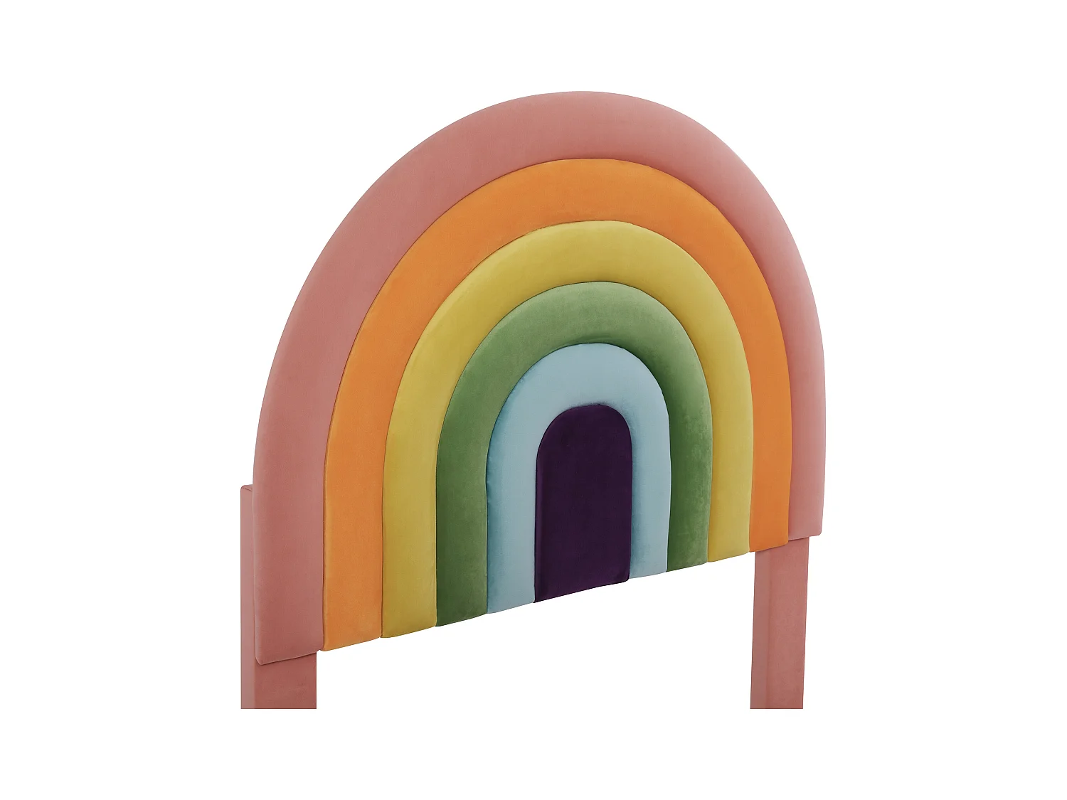 Lit enfant 90x200 cm - Tête de lit ajustable en hauteur - Velours rose tendance(matelas non fourni)