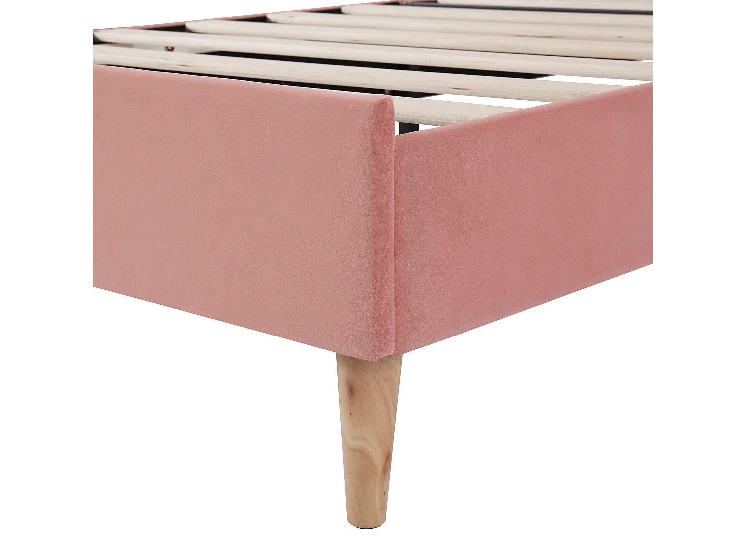 Letto design 90x200 cm - Testiera regolabile in altezza - Velluto rosa alla moda (senza materasso)