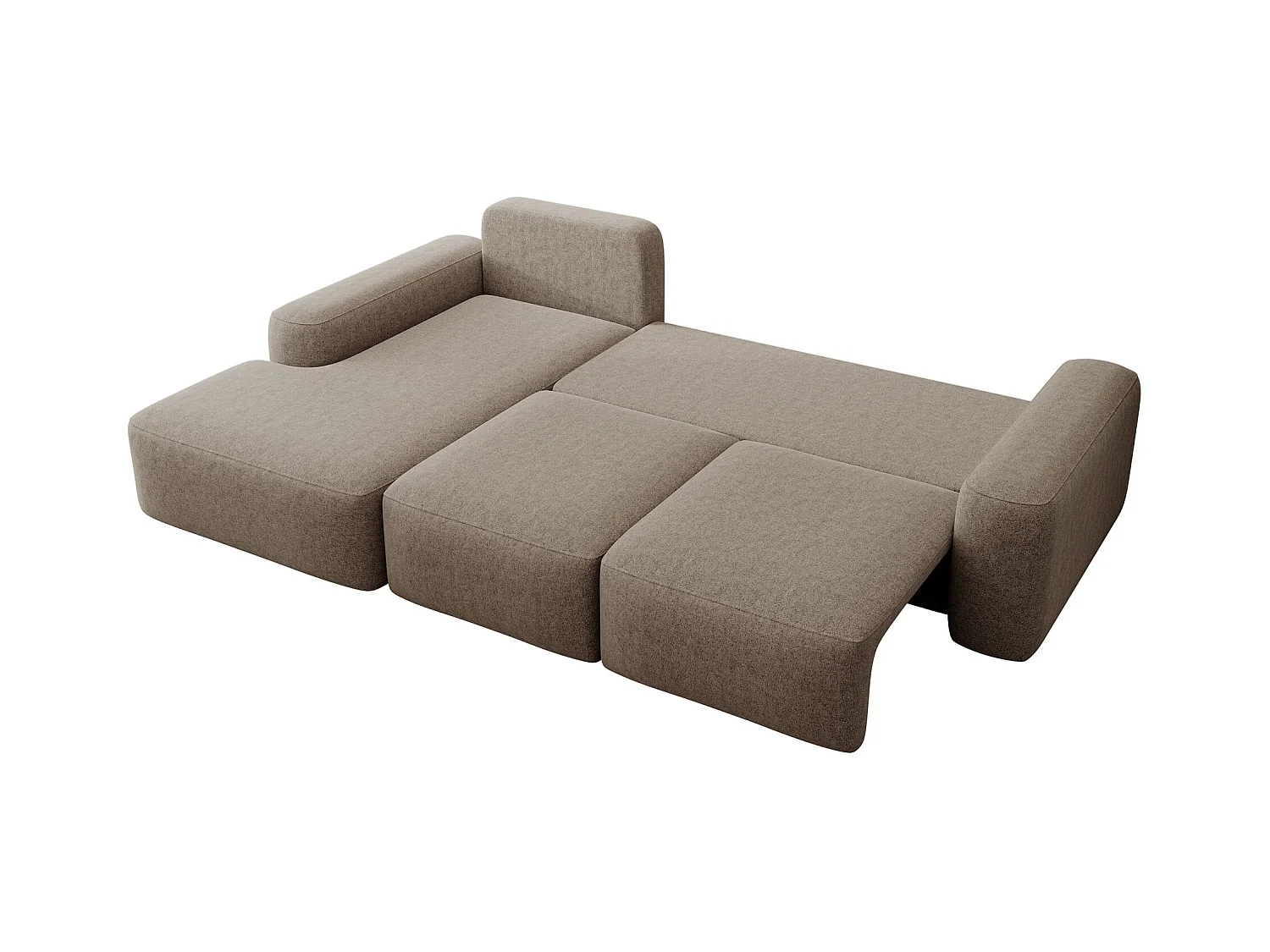 Hoekbank met slaapbank - lichtbruin chenille - linkerzijde - CARNOS