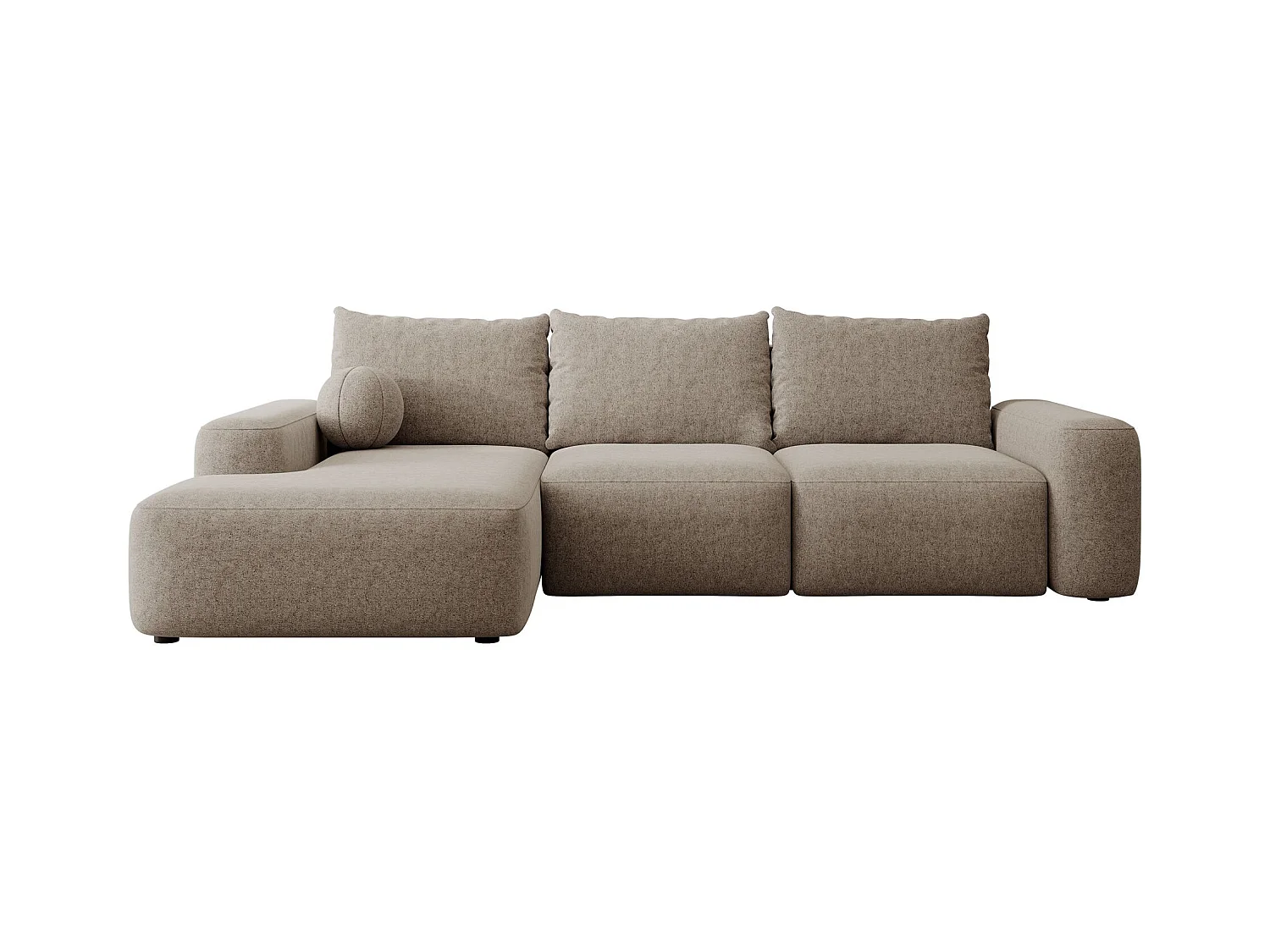 Hoekbank met slaapbank - lichtbruin chenille - linkerzijde - CARNOS