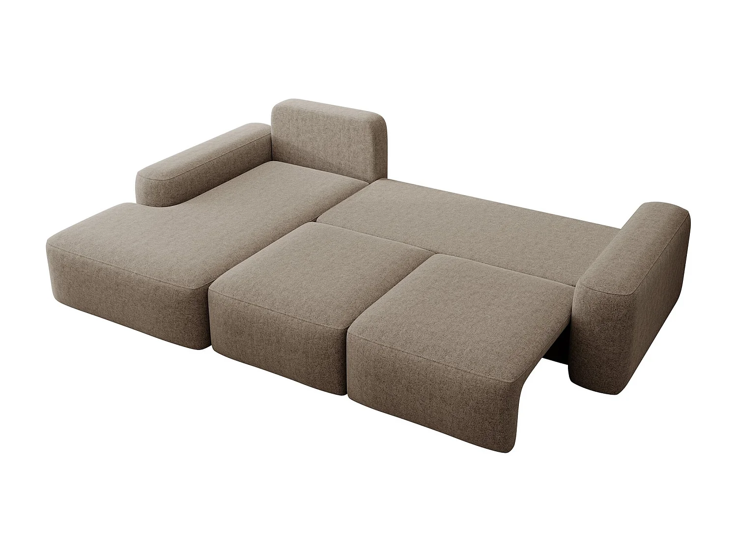 Canapé d'angle convertible - brun clair chenille - côté gauche - CARNOS