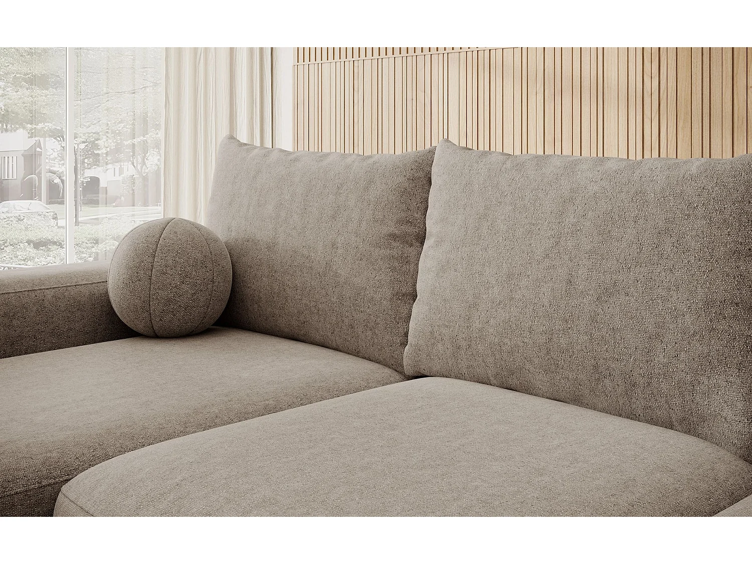 Canapé d'angle convertible - brun clair chenille - côté gauche - CARNOS