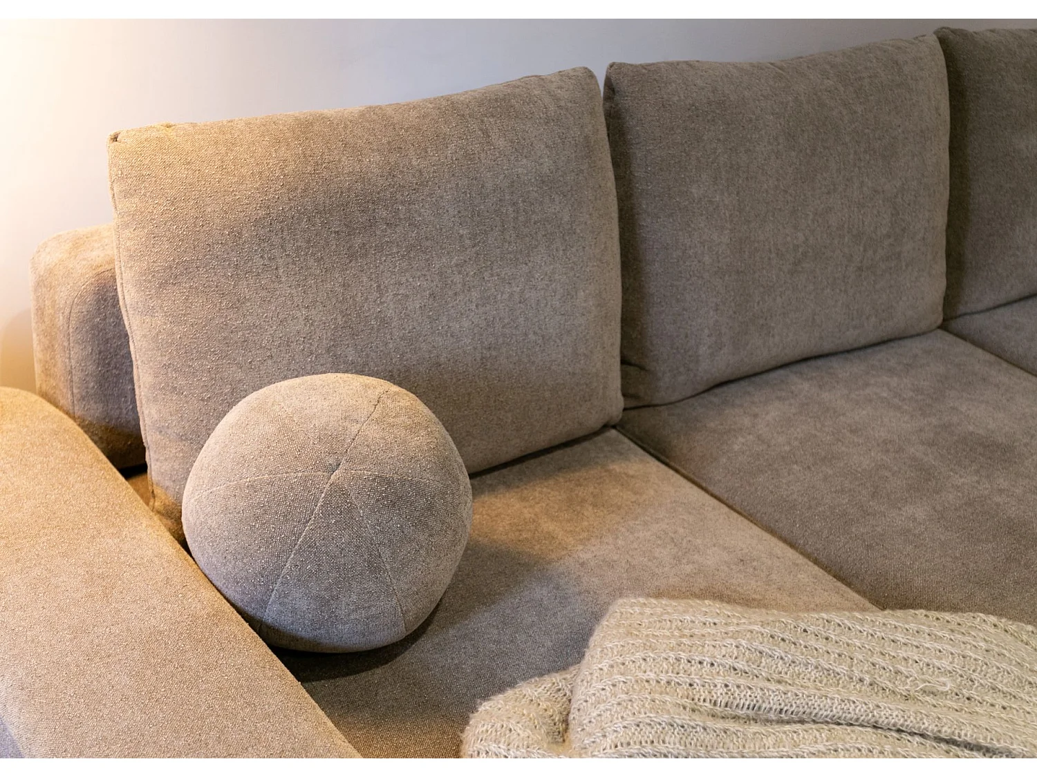 Canapé d'angle convertible - brun clair chenille - côté gauche - CARNOS