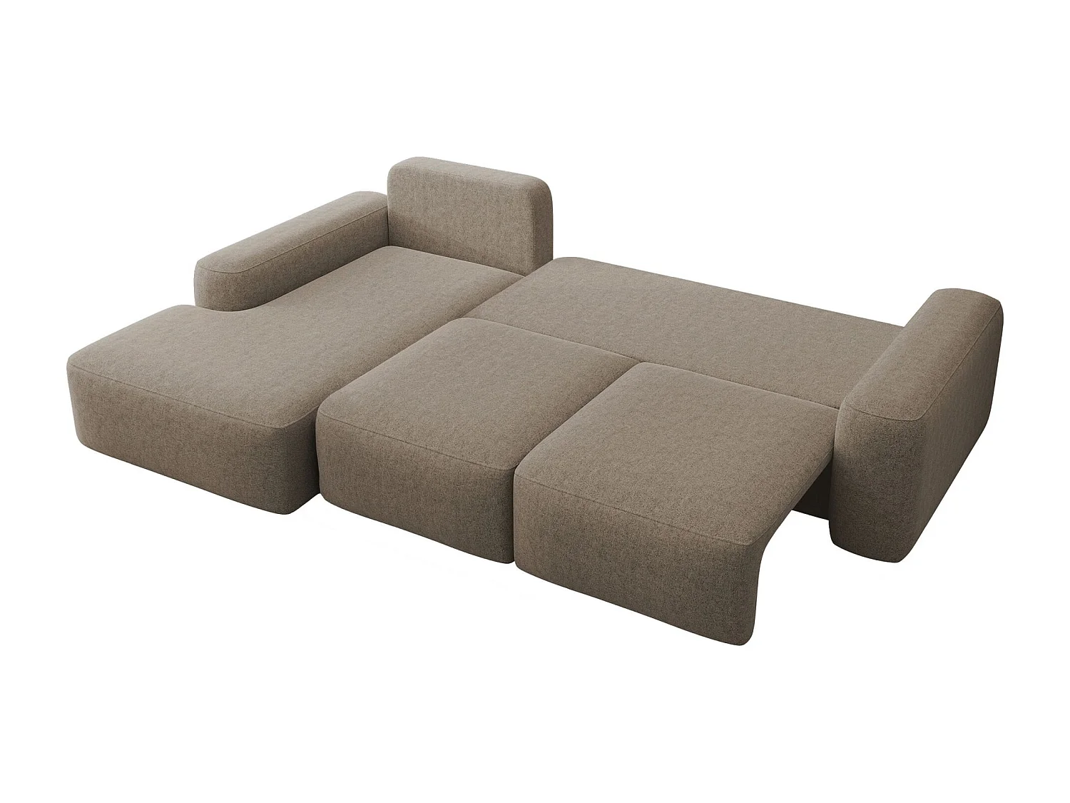 Canapé d'angle convertible - brun clair chenille - côté gauche - CARNOS