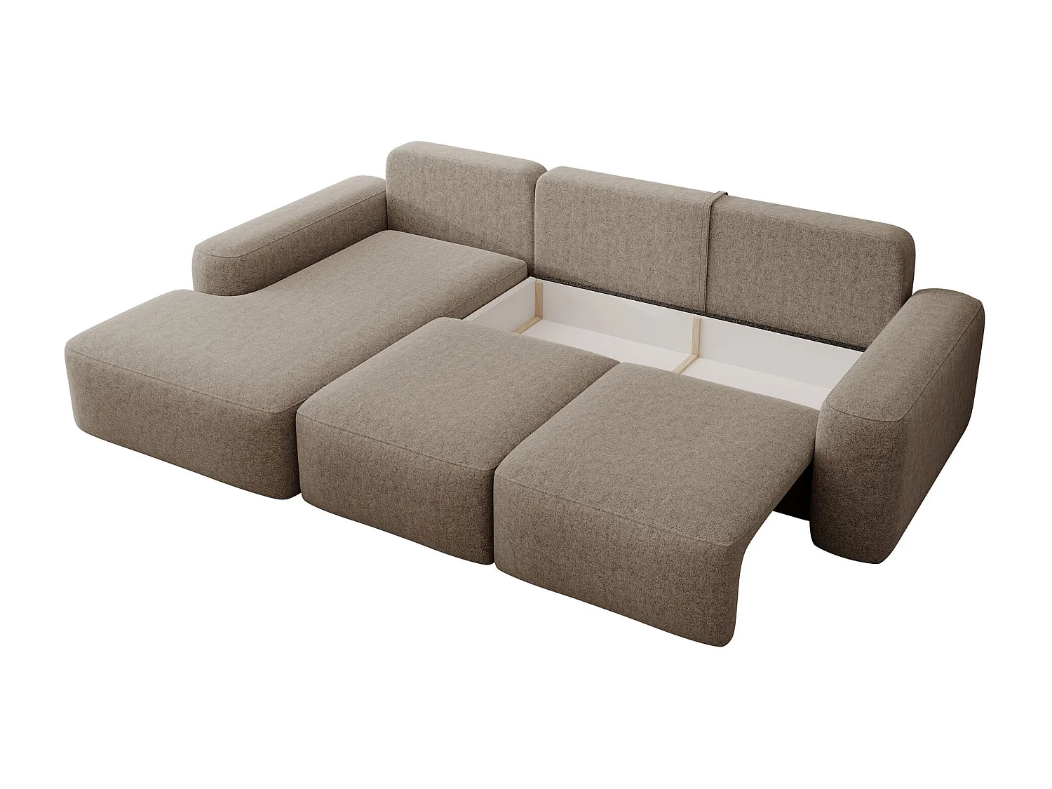 Canapé d'angle convertible - brun clair chenille - côté gauche - CARNOS