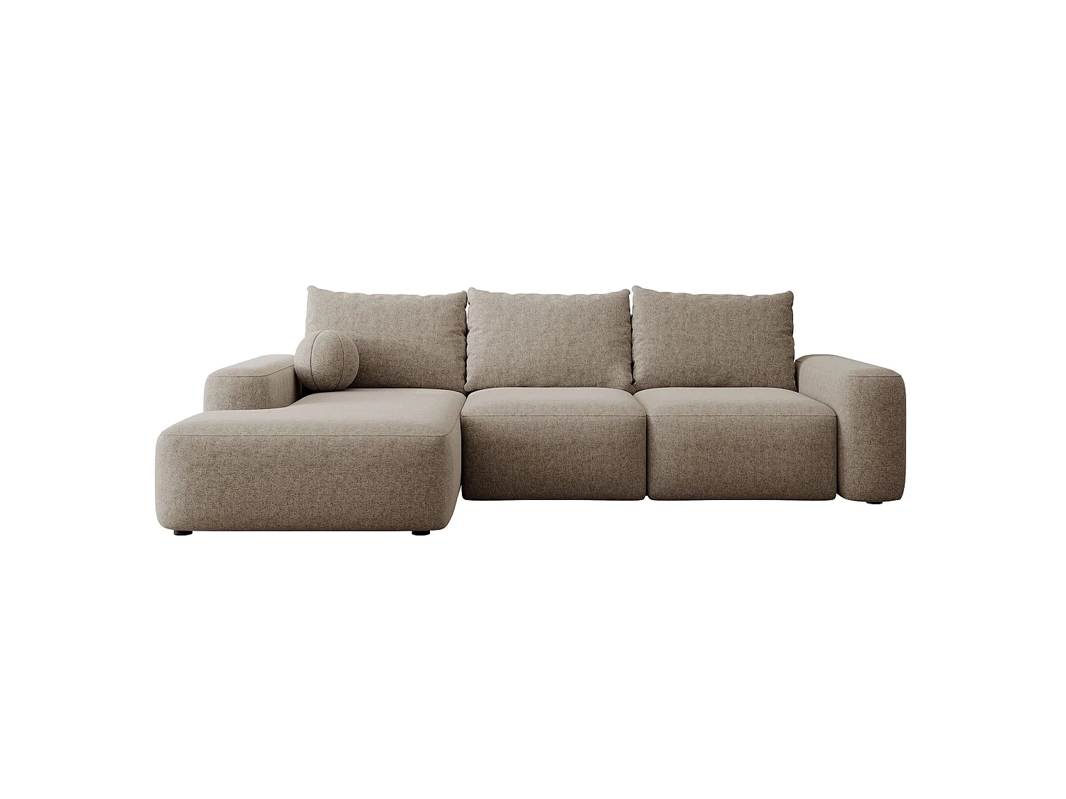 Canapé d'angle convertible - brun clair chenille - côté gauche - CARNOS