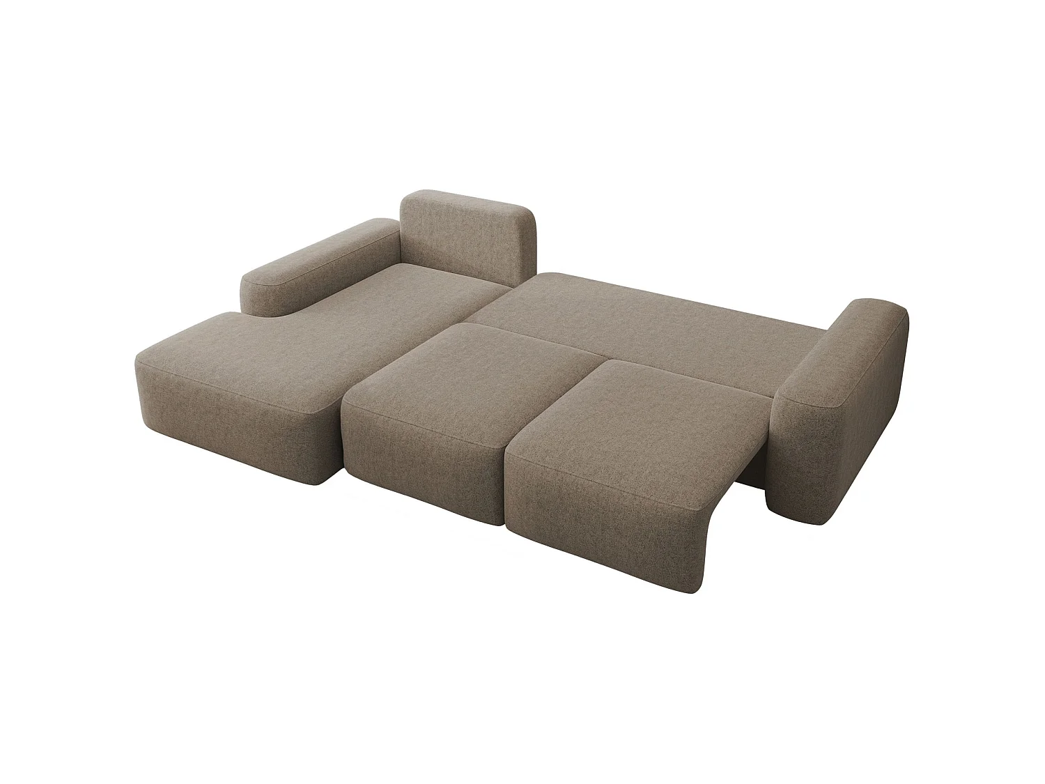 Canapé d'angle convertible - brun clair chenille - côté gauche - CARNOS