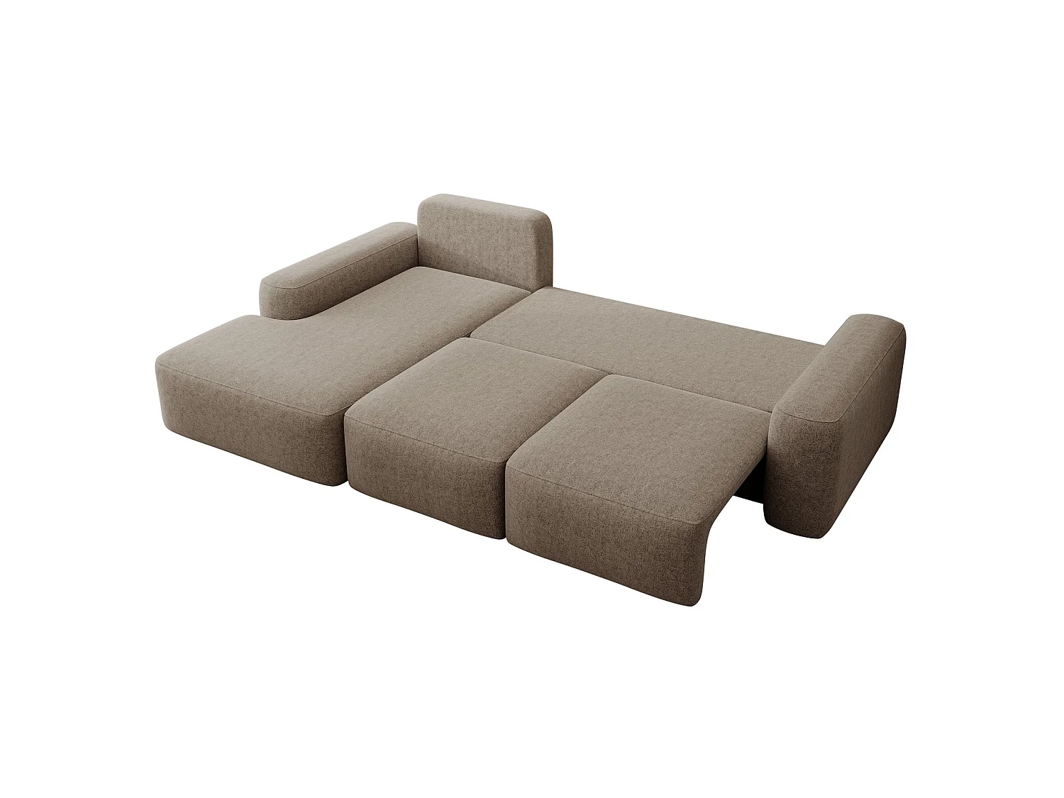 Canapé d'angle convertible - brun clair chenille - côté gauche - CARNOS