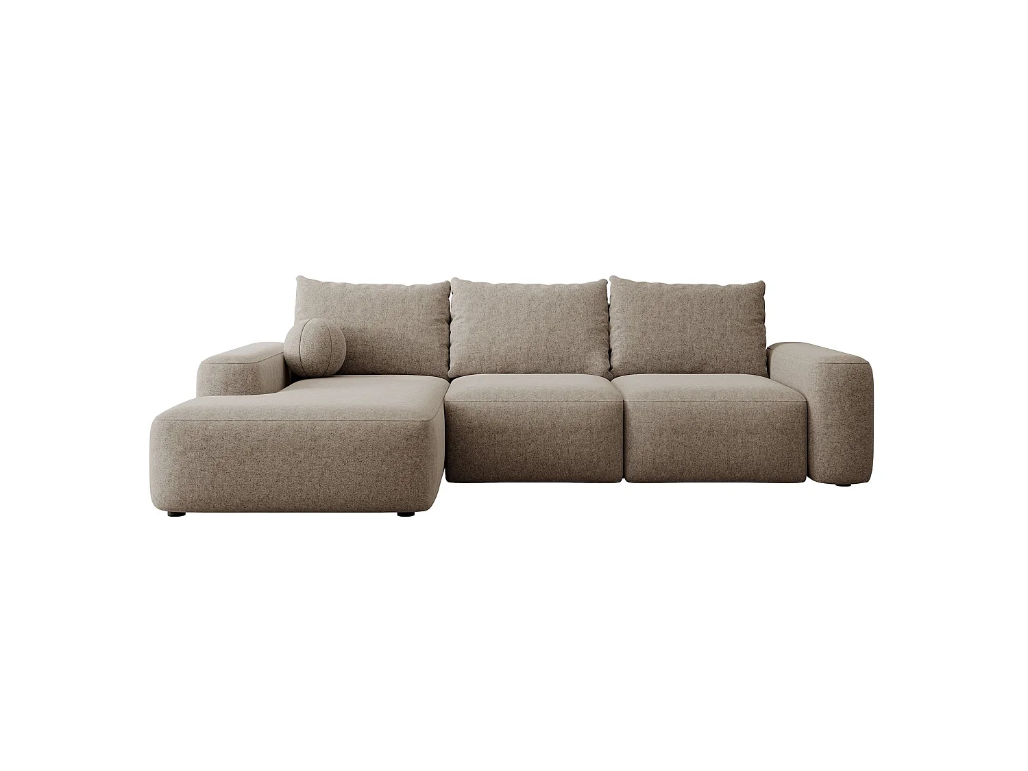 Canapé d'angle convertible - brun clair chenille - côté gauche - CARNOS