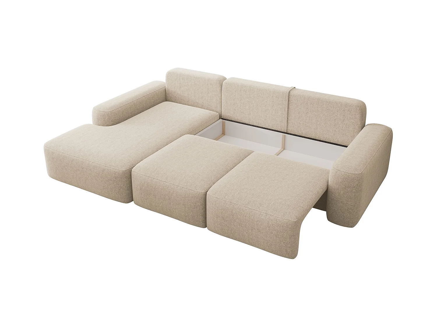 Canapé d'angle convertible - beige chenille - côté gauche - CARNOS