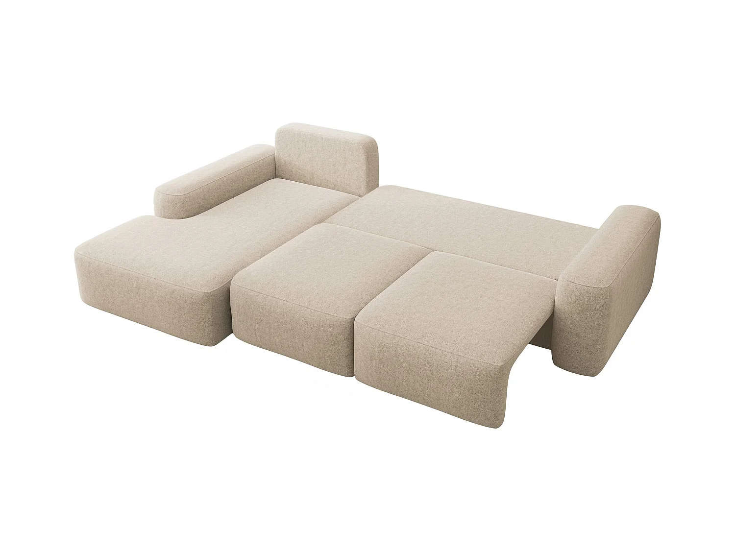 Canapé d'angle convertible - beige chenille - côté gauche - CARNOS