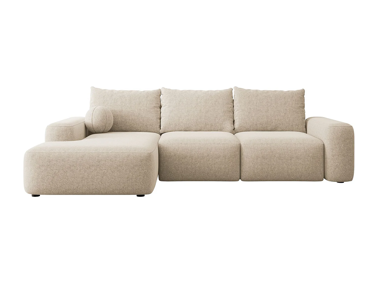Canapé d'angle convertible - beige chenille - côté gauche - CARNOS
