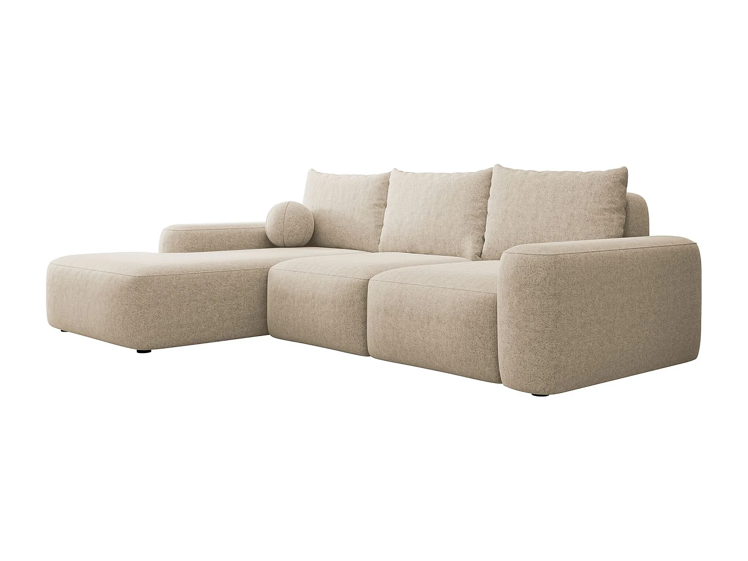 Canapé d'angle convertible - beige chenille - côté gauche - CARNOS