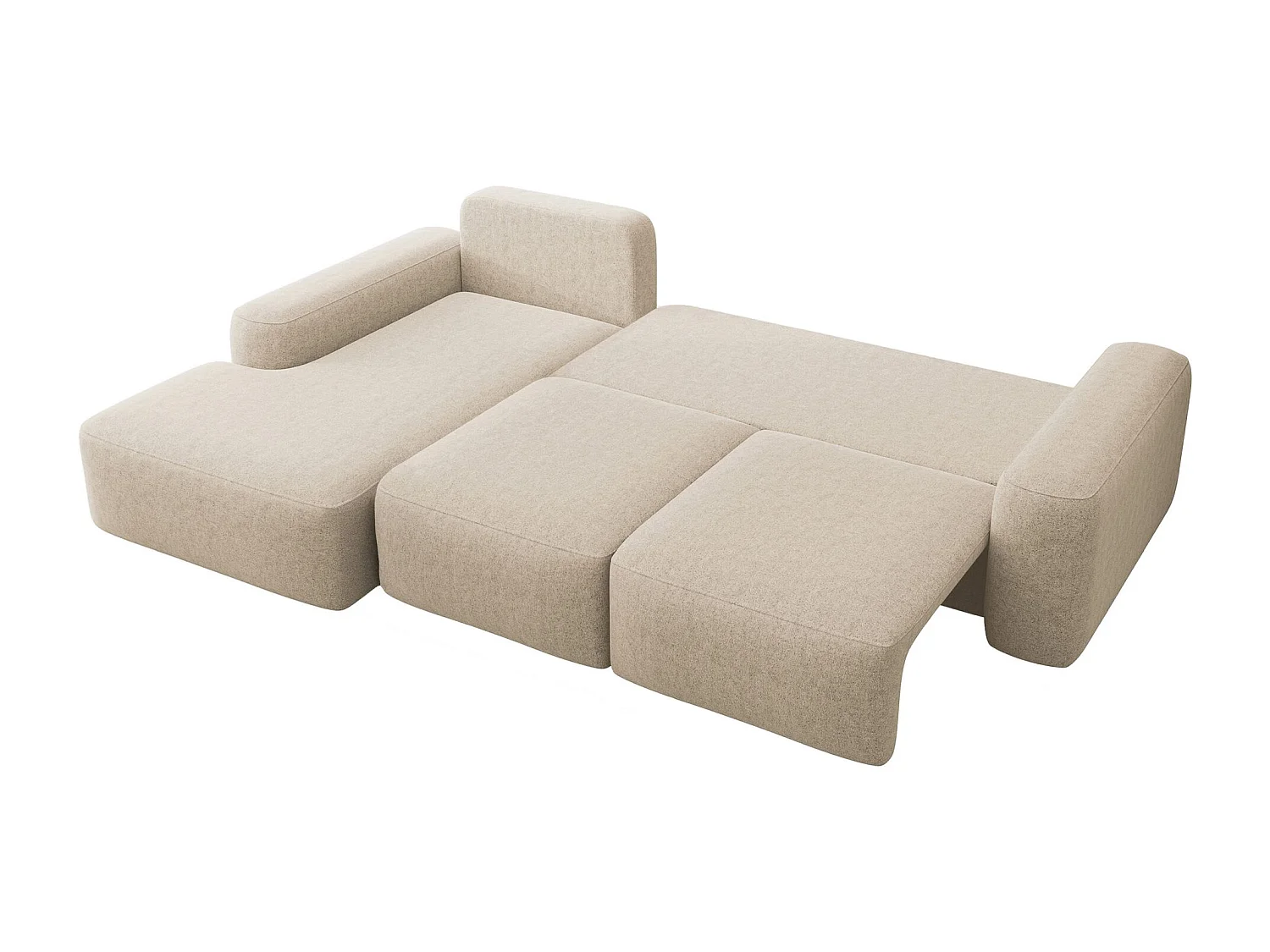 Canapé d'angle convertible - beige chenille - côté gauche - CARNOS