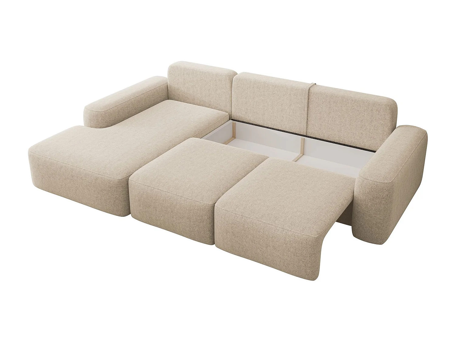 Canapé d'angle convertible - beige chenille - côté gauche - CARNOS
