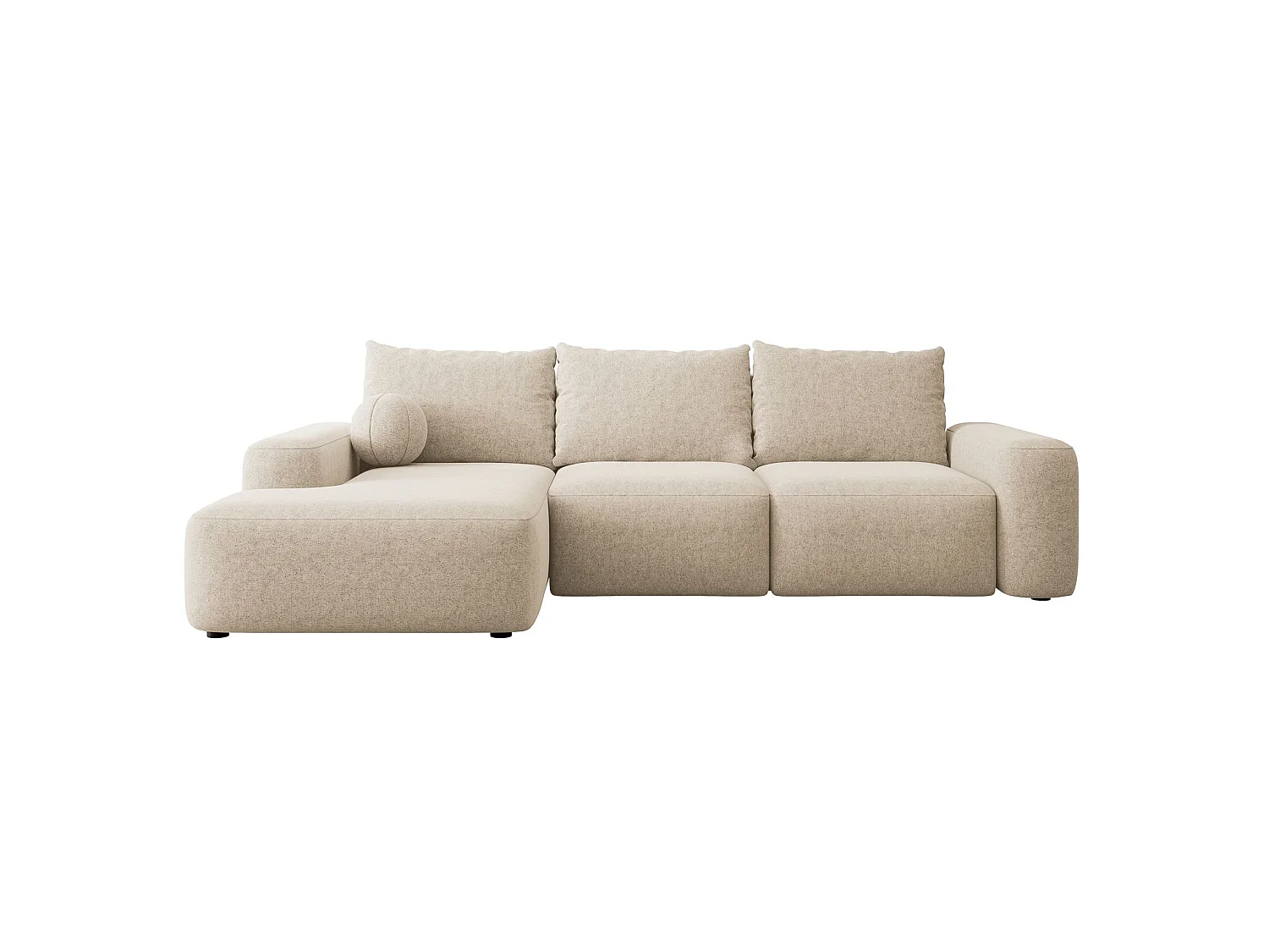 Canapé d'angle convertible - beige chenille - côté gauche - CARNOS