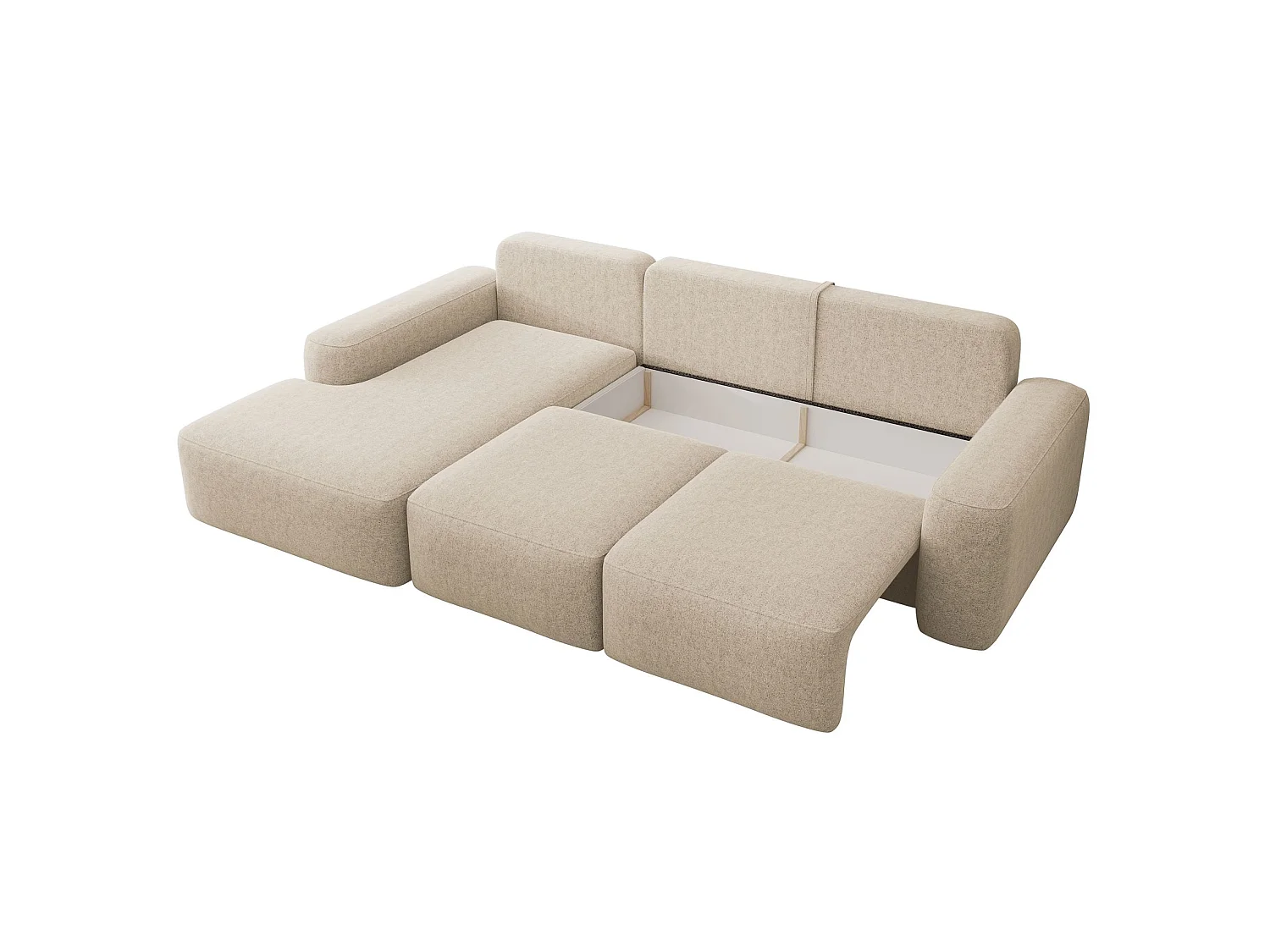 Canapé d'angle convertible - beige chenille - côté gauche - CARNOS